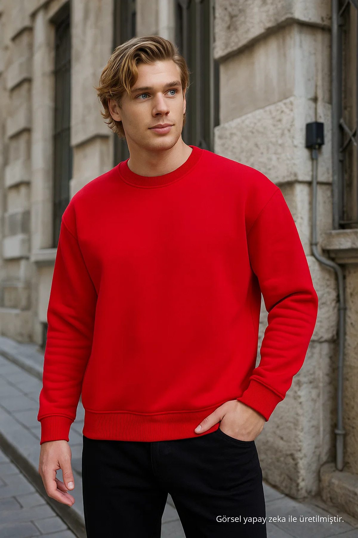 Erkek Uzun Kollu Kışlık Bol 3 Lü Sweatshirt ÇAĞLA 4