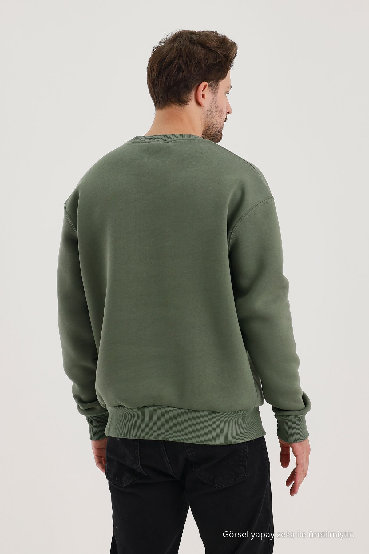 Erkek Bisiklet Yaka Bol 3 Lü Sweatshirt Mor 7