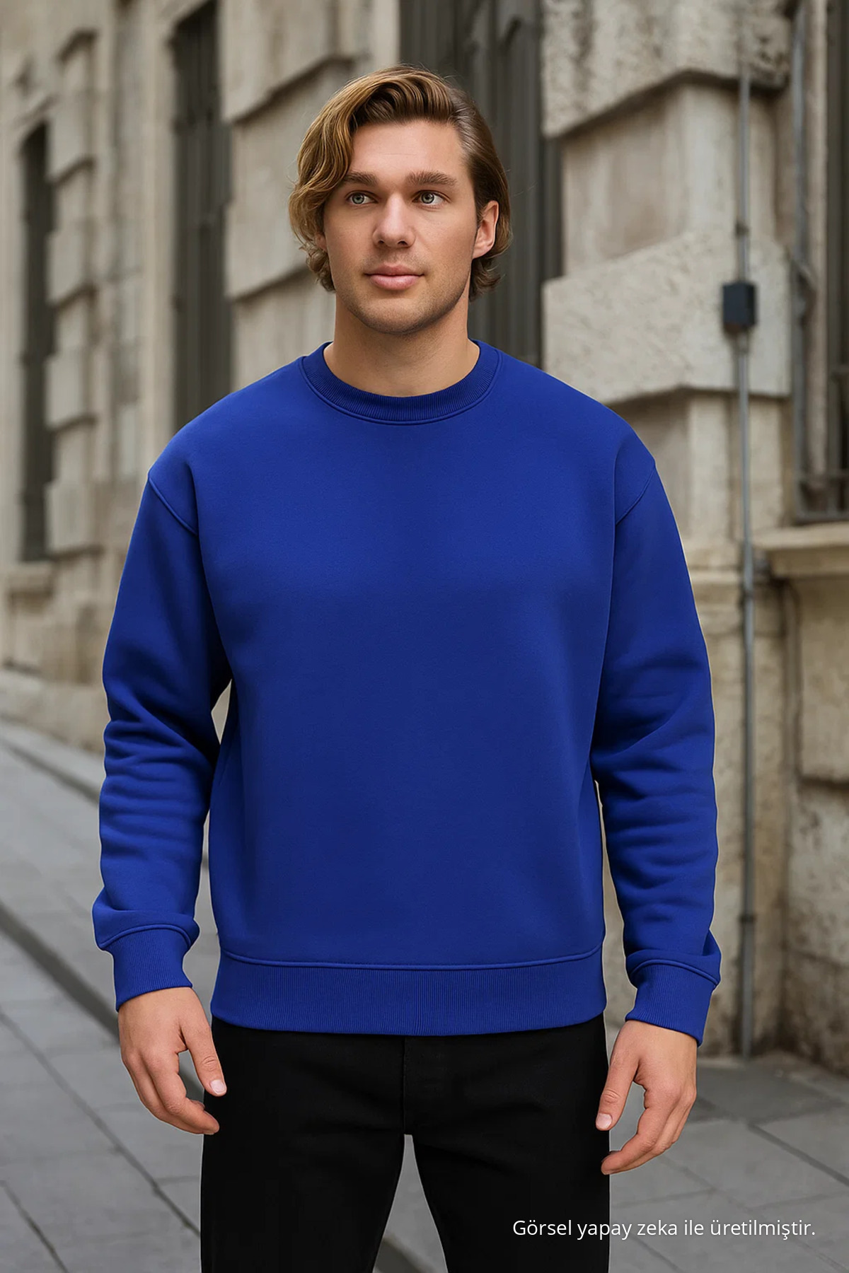Erkek Rahat Basic Kışlık Bol 3 Lü Sweatshirt BORDO 4