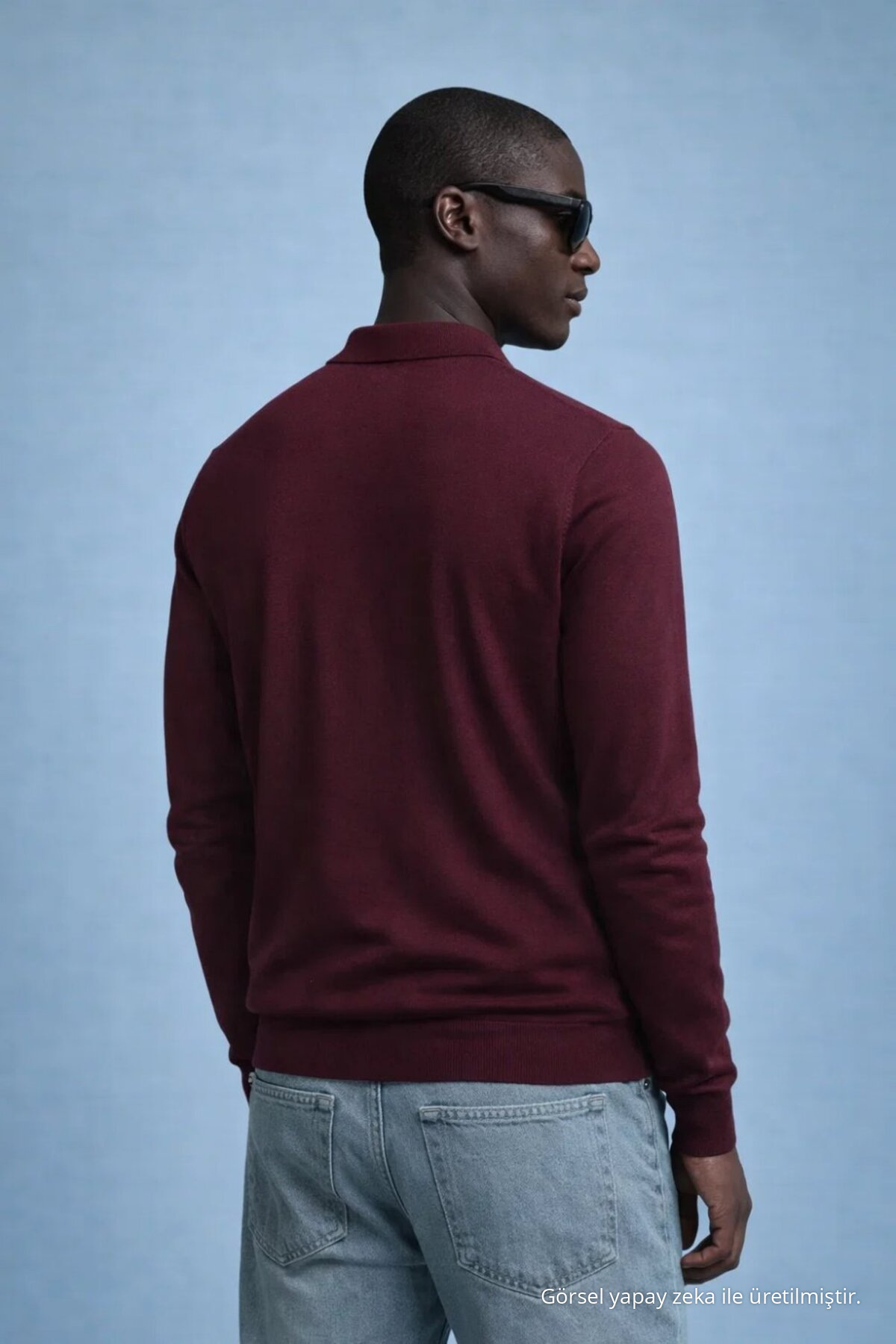 Erkek Trend Casual Bordo Triko Kazak 6