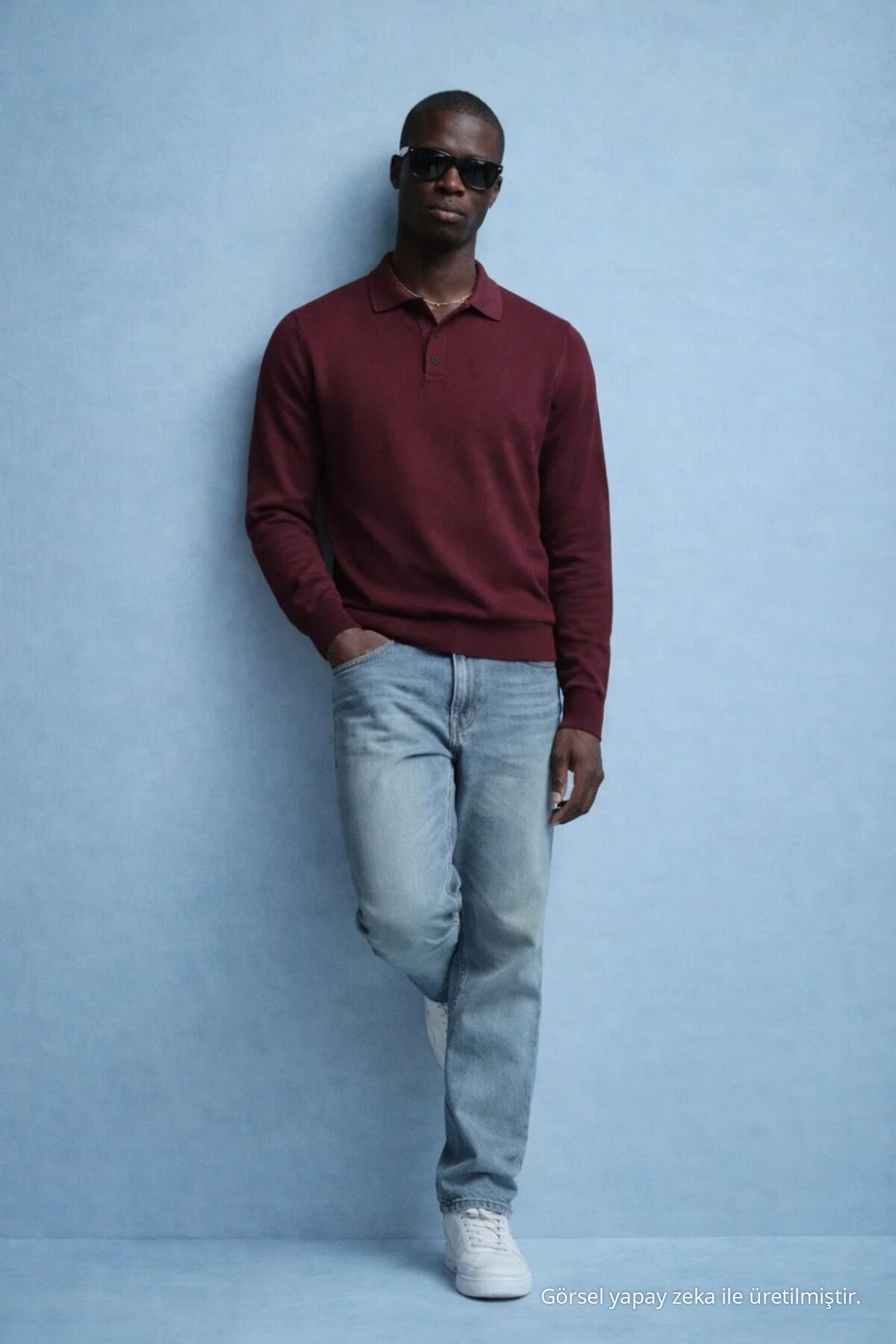 Erkek Trend Casual Bordo Triko Kazak 3