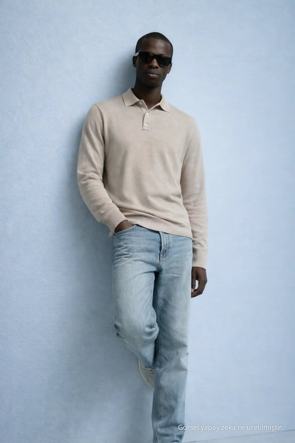 Erkek Trend Casual Krem Triko Kazak 3