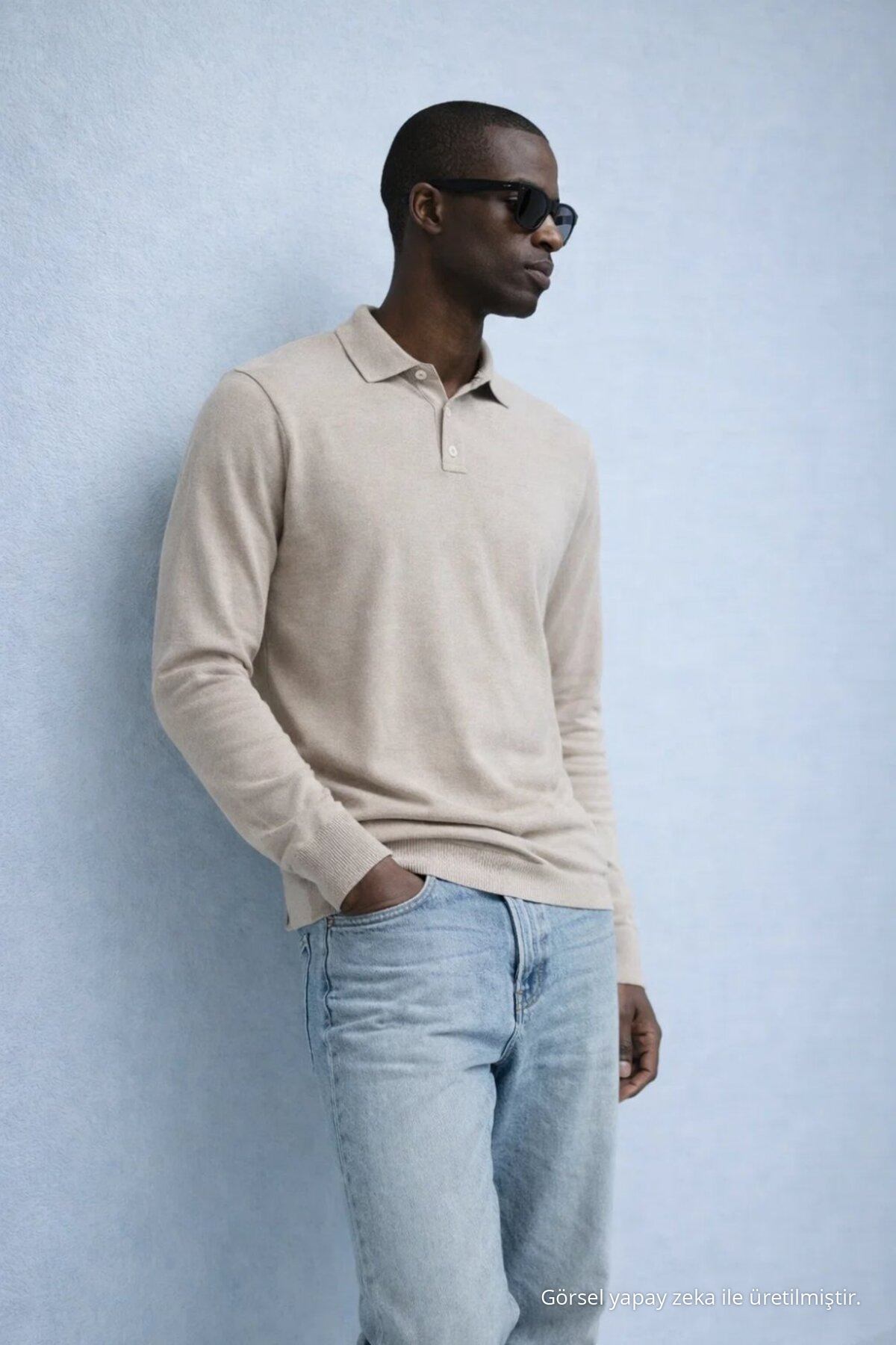 Erkek Trend Casual Krem Triko Kazak 4