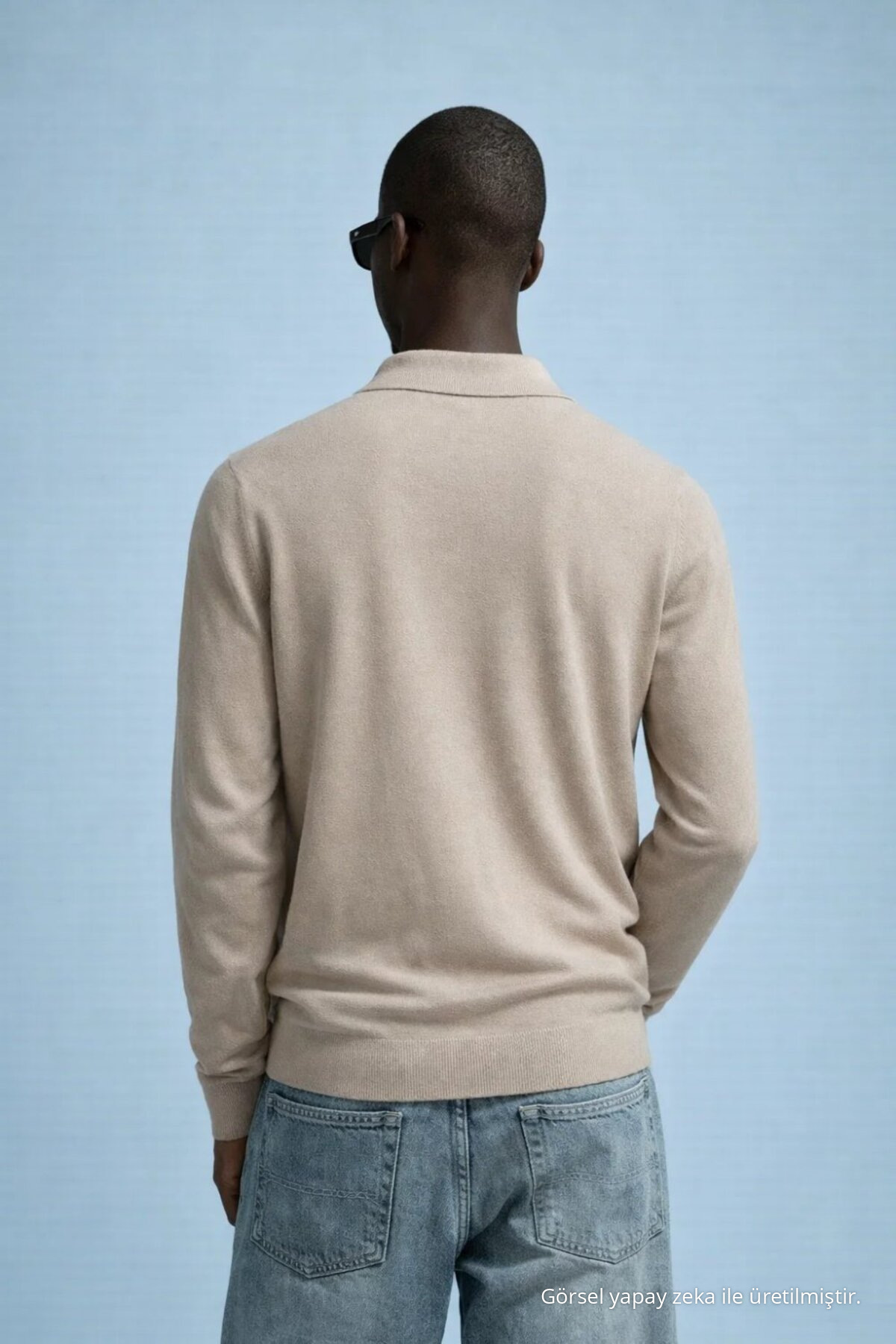 Erkek Trend Casual Krem Triko Kazak 5