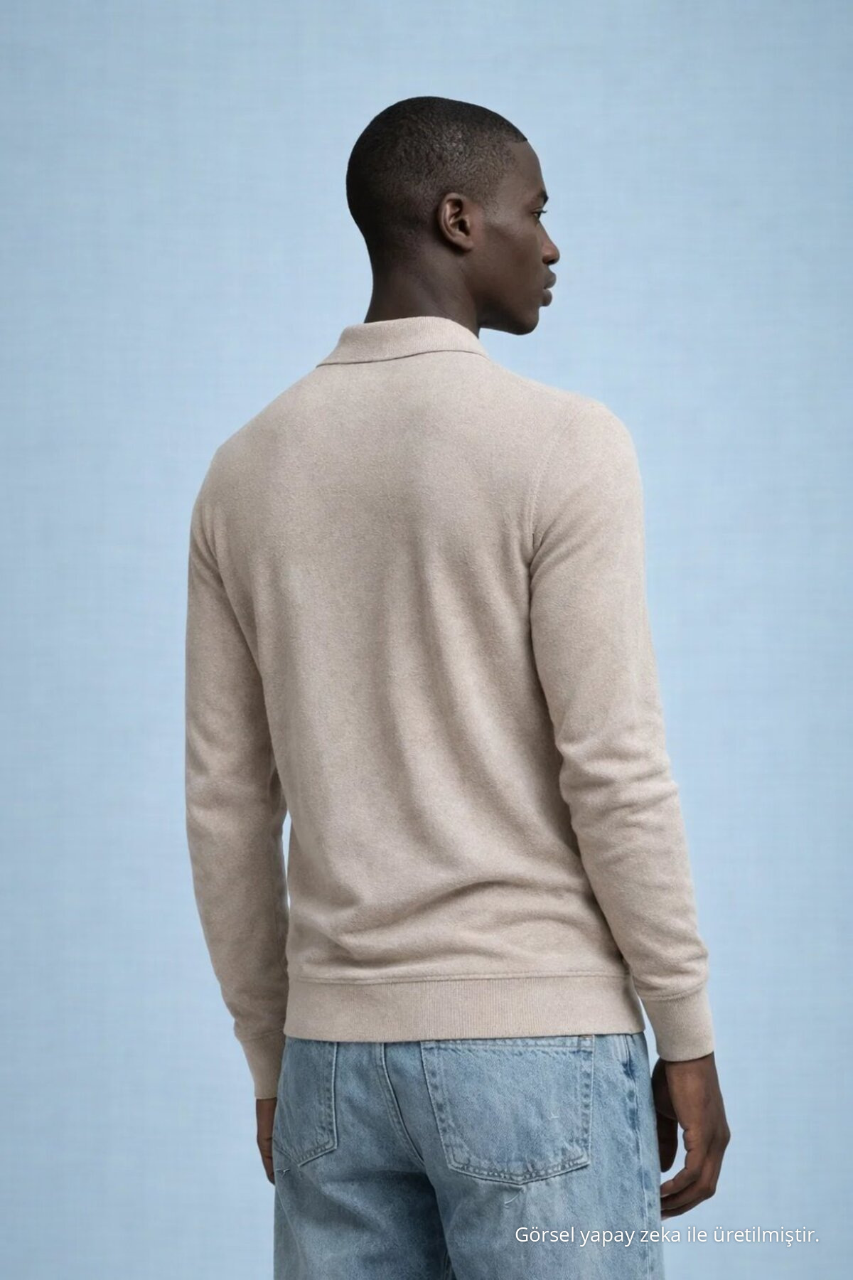 Erkek Trend Casual Krem Triko Kazak 6