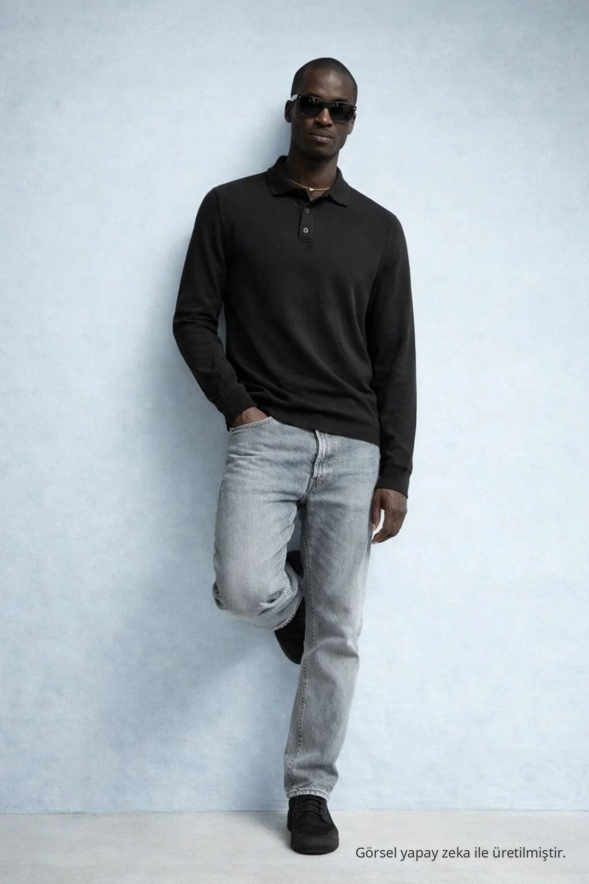 Erkek Trend Casual Siyah Triko Kazak 3