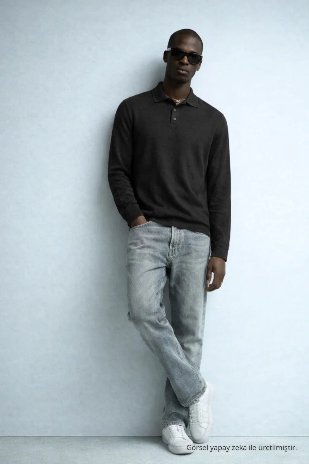 Erkek Trend Casual Siyah Triko Kazak 4