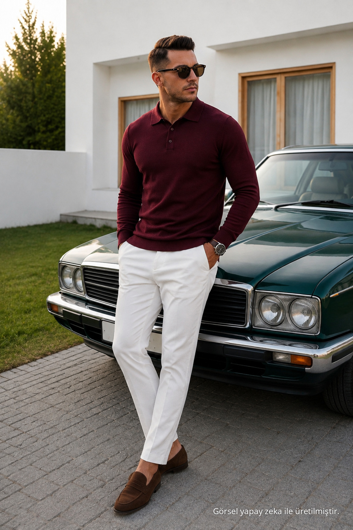 Erkek Cool Orta Kalın Triko Bordo Kazak 5
