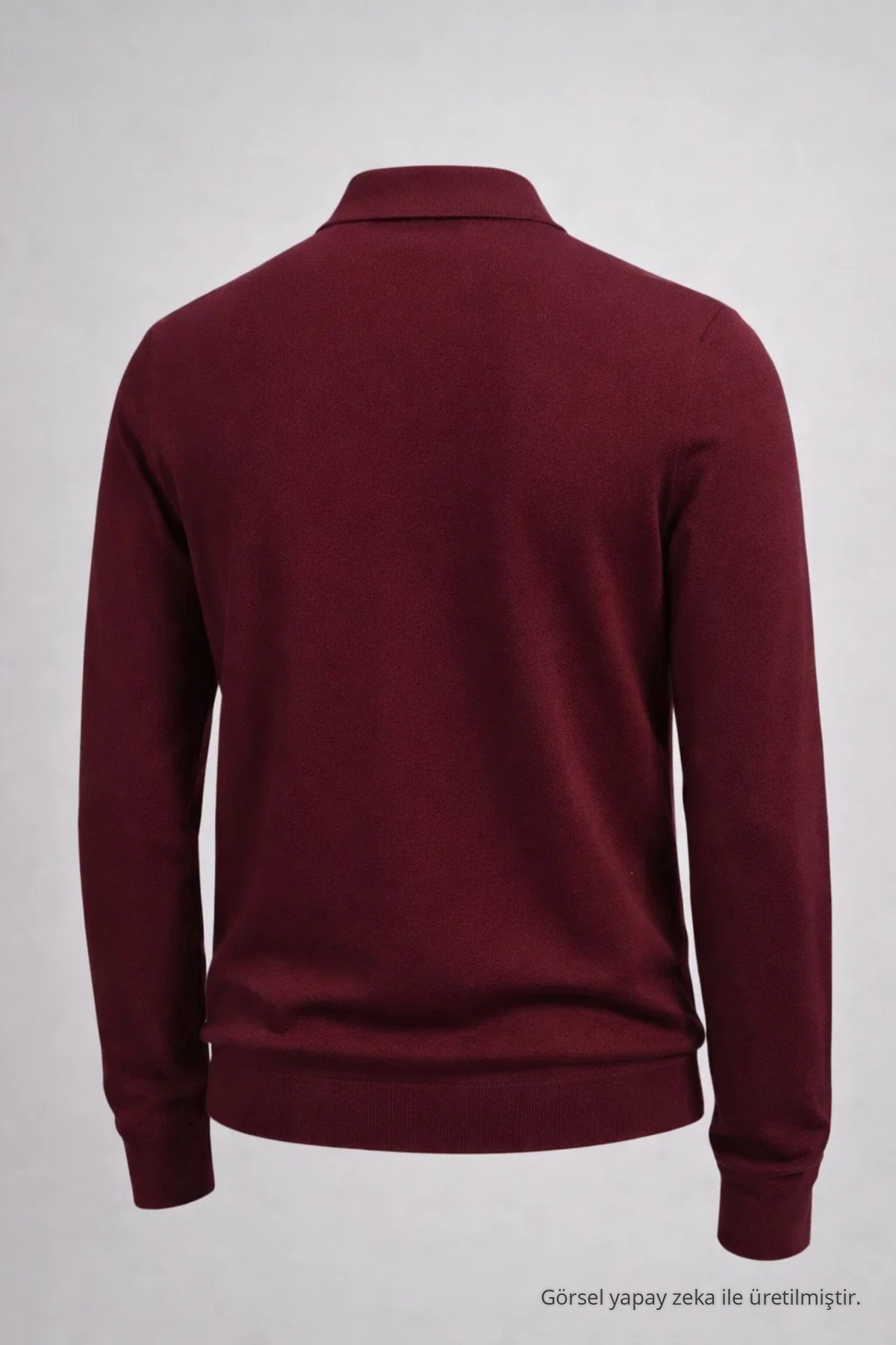 Erkek Basic Bol Bordo Polo Yakalı Kazak 5