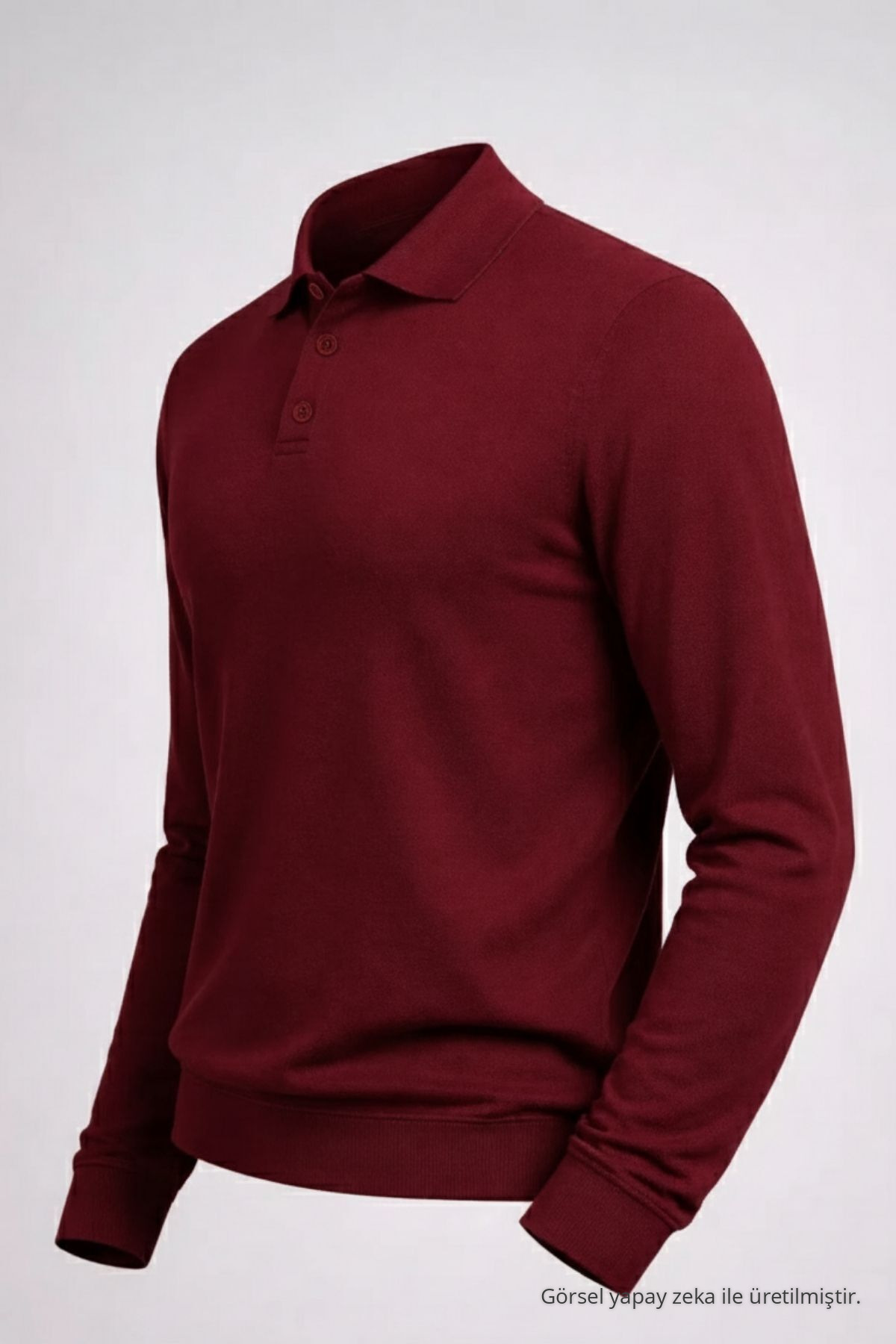 Erkek Basic Bol Bordo Polo Yakalı Kazak 3