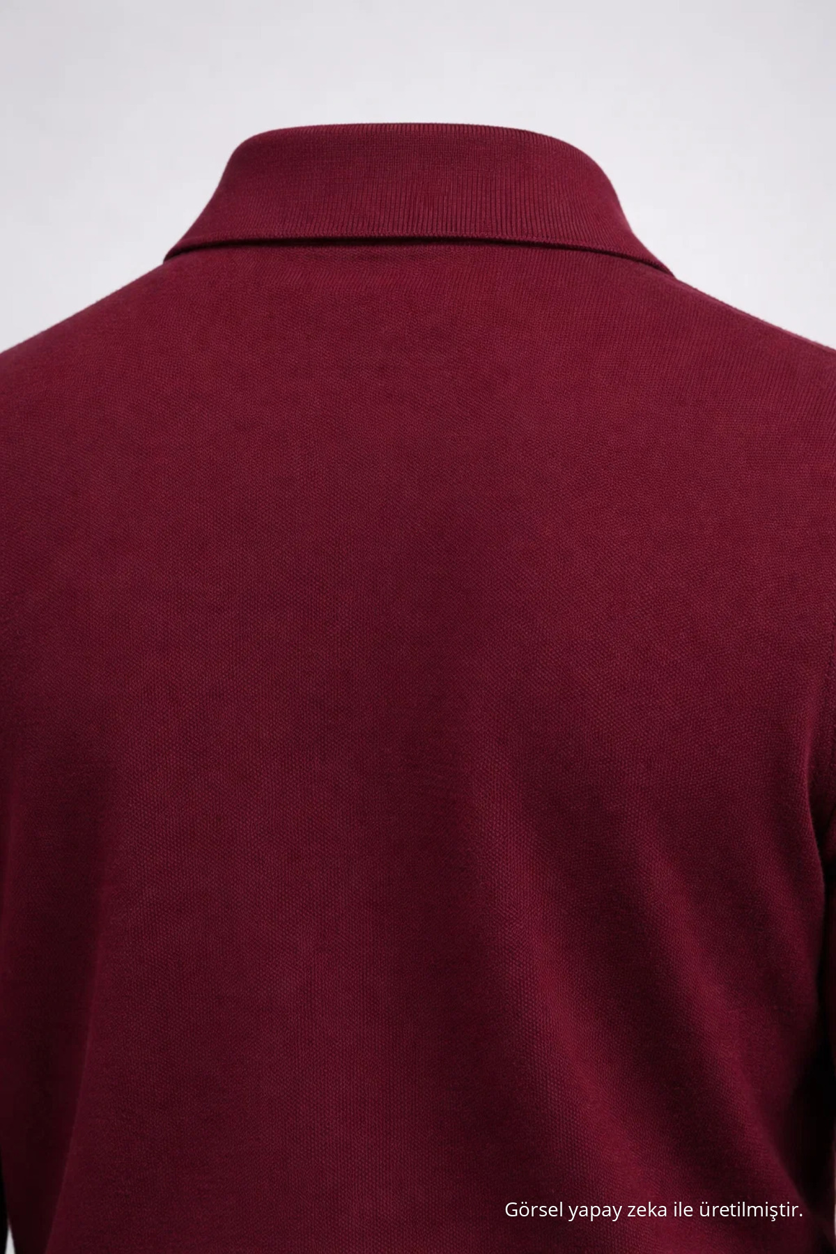 Erkek Basic Bol Bordo Polo Yakalı Kazak 6