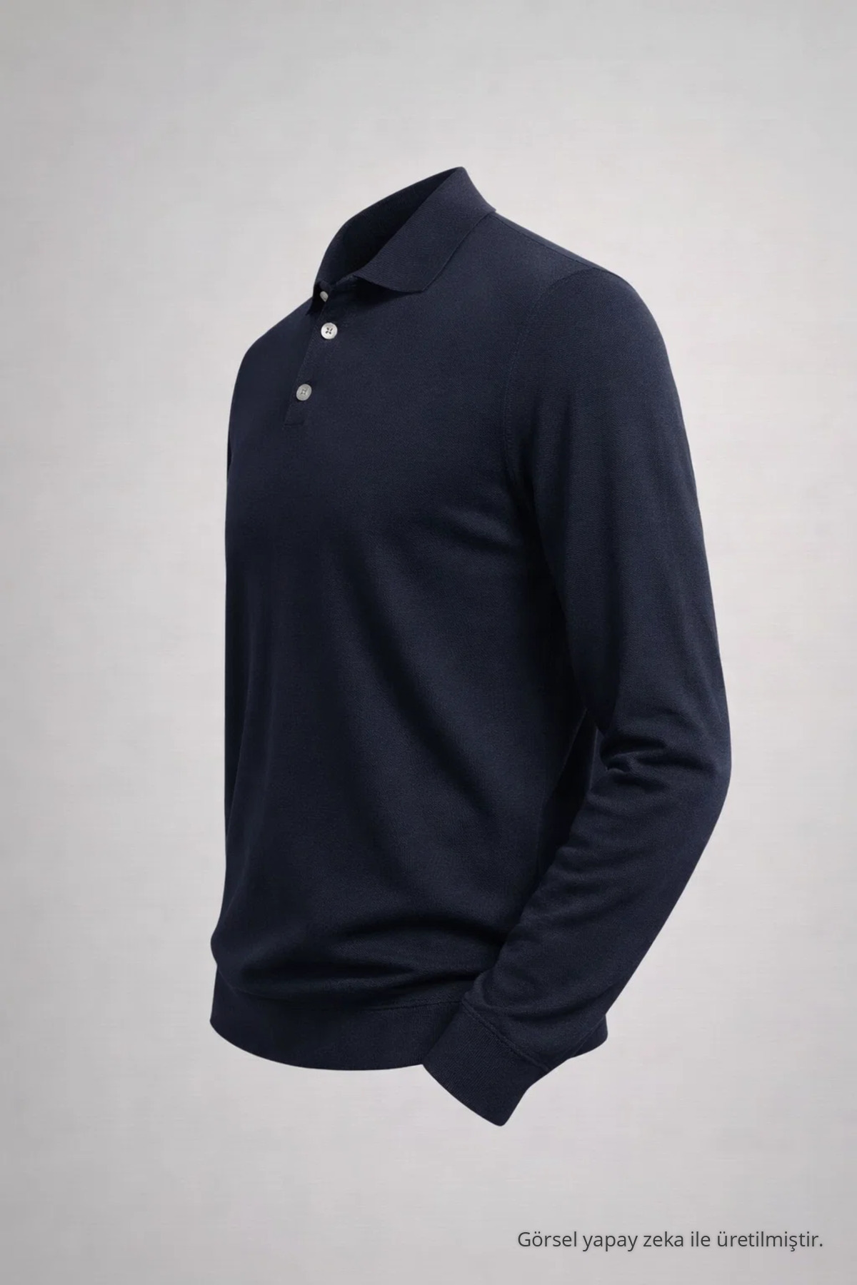 Erkek Basic Bol Lacivert Polo Yakalı Kazak 5