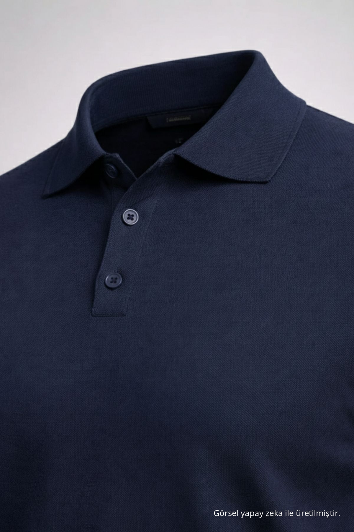 Erkek Basic Bol Lacivert Polo Yakalı Kazak 3