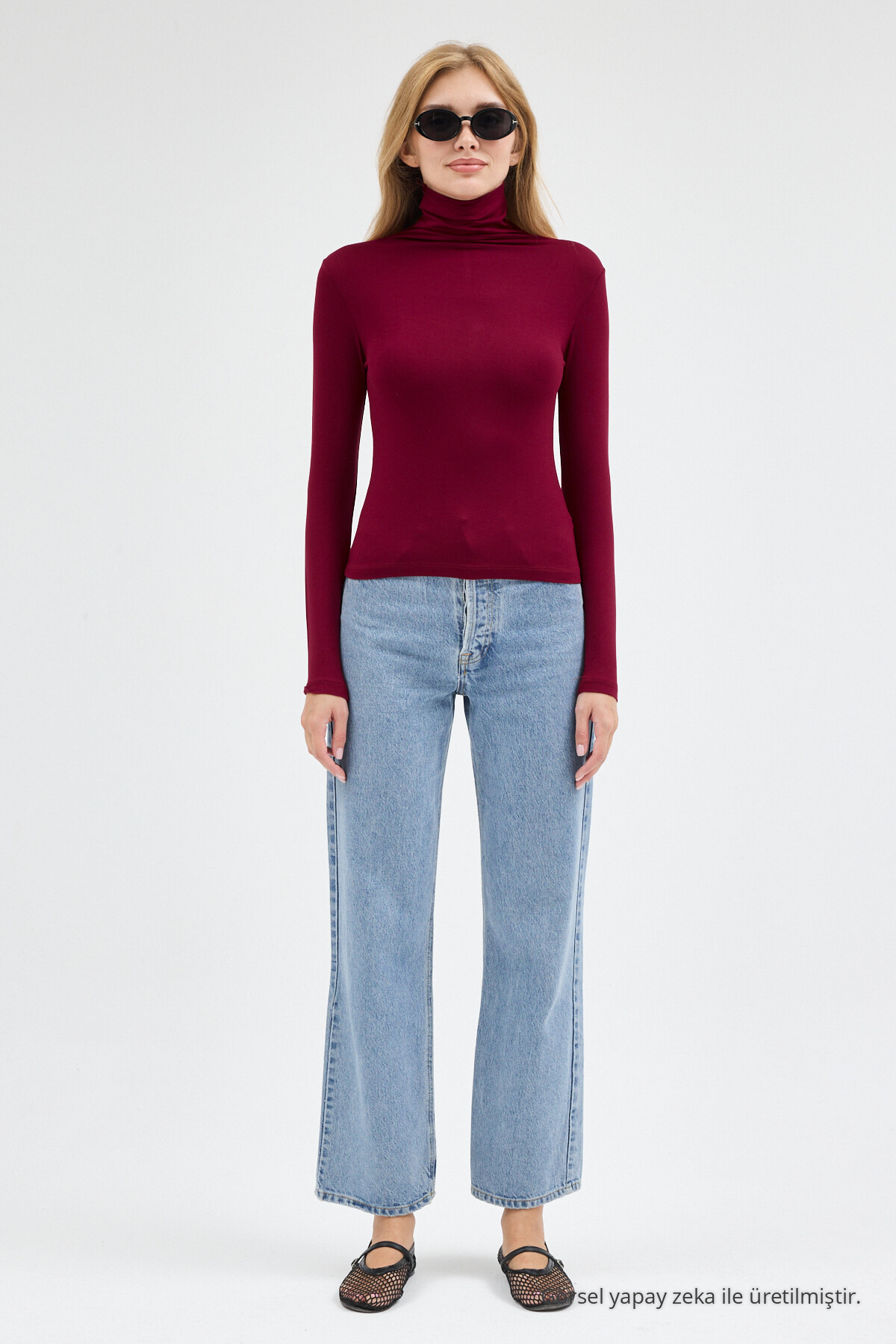 Kadın Ultra Soft Balıkçı Yaka Bordo Bluz 6