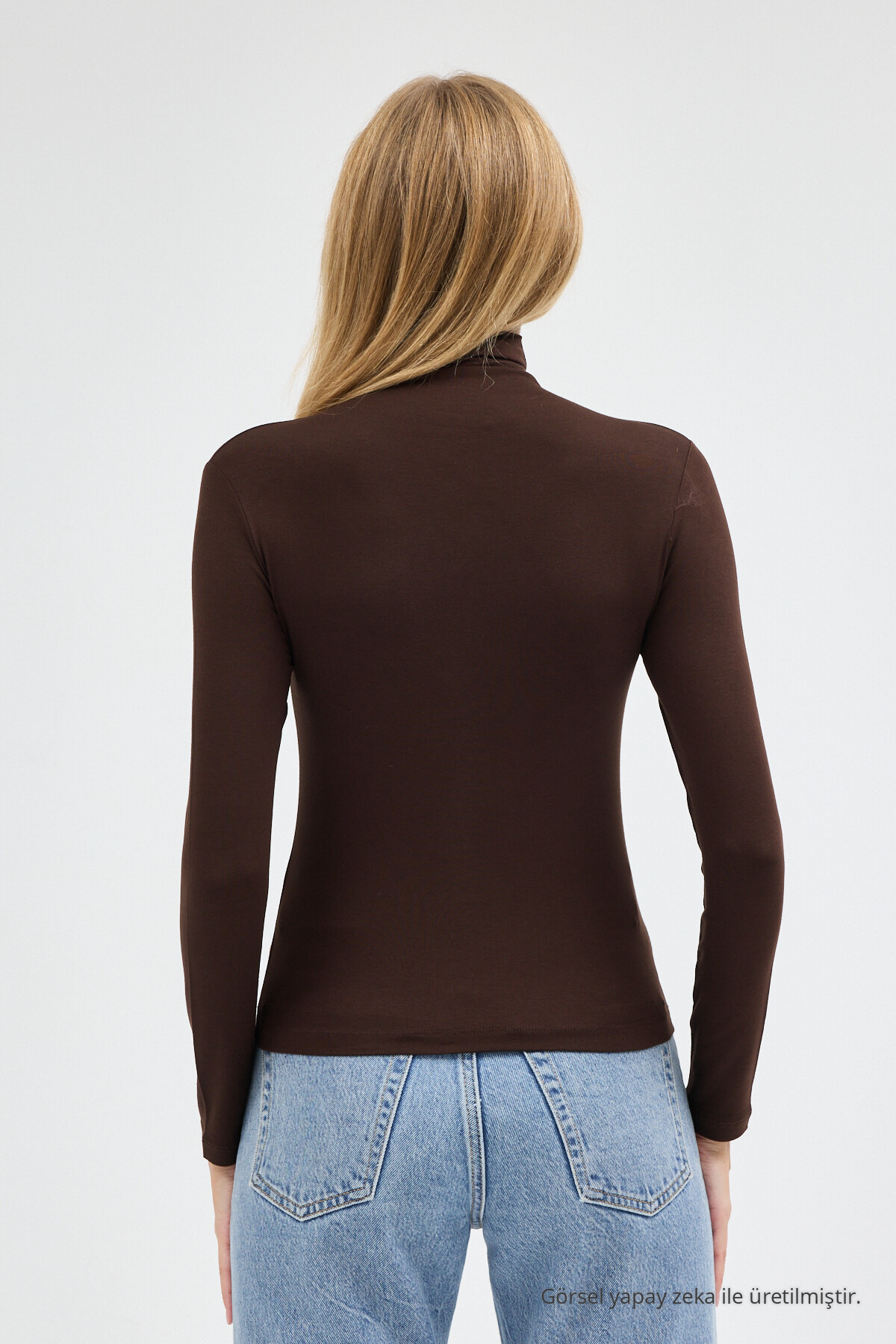 Kadın Ultra Soft Balıkçı Yaka Kahve Bluz 3