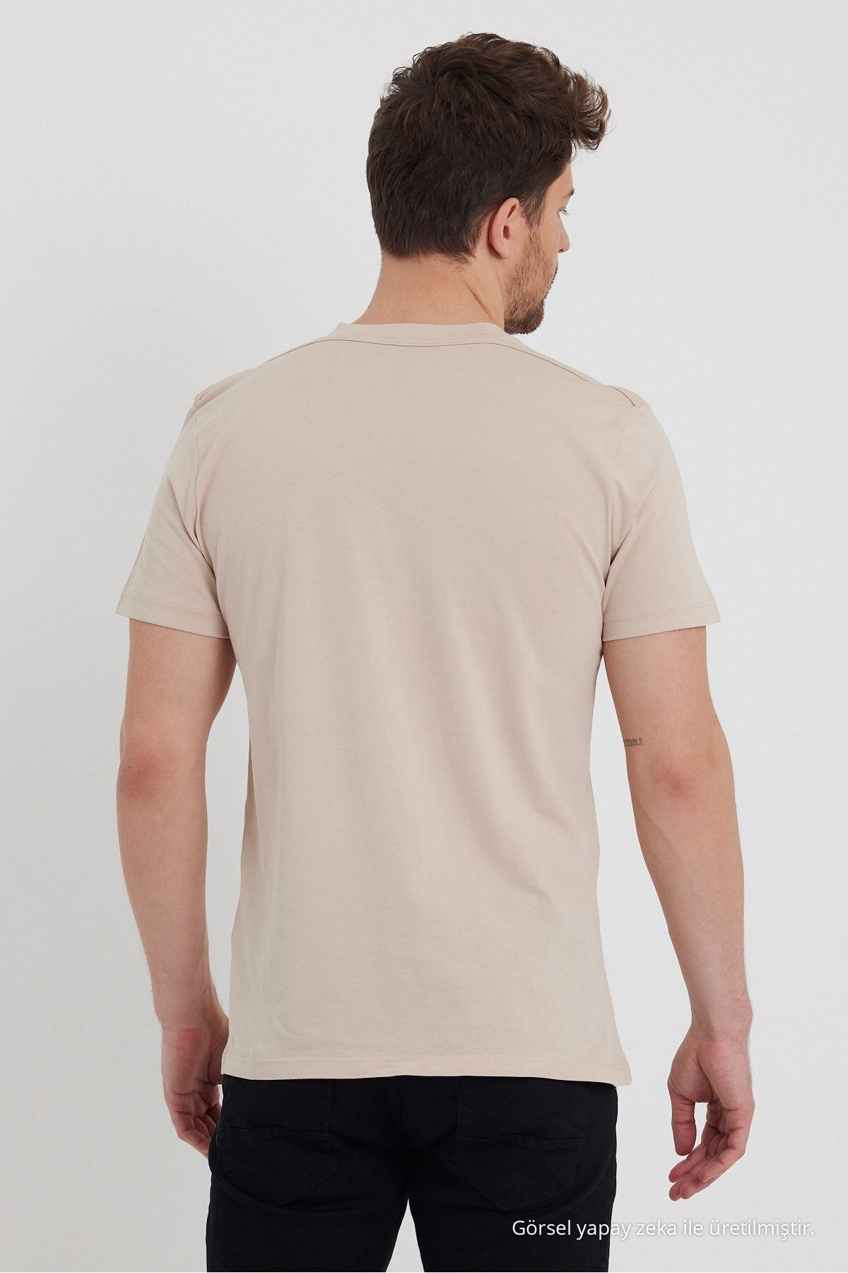 Erkek Comfort Bisiklet Yaka Bol 3 Lü Tişört FÜME 5
