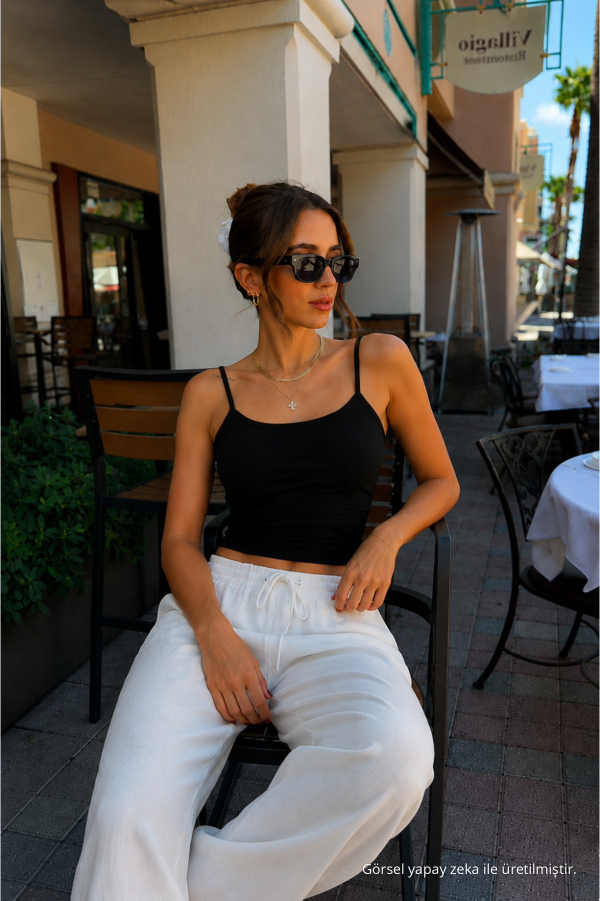 Kadın İnce Askılı 5 Li Siyah Crop Bluz 6