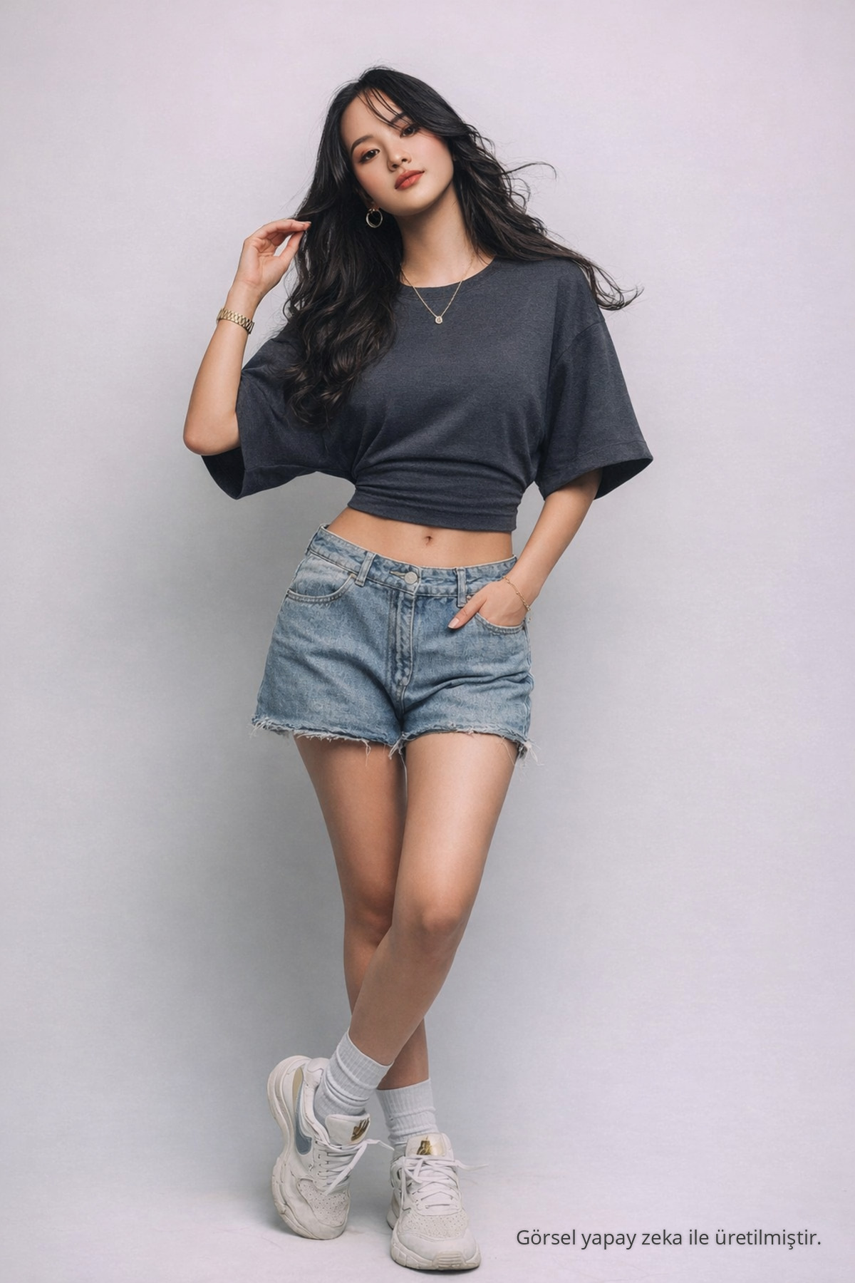 Kadın Trend Yazlık Şık 5 Li Crop Bluz Siyah 3