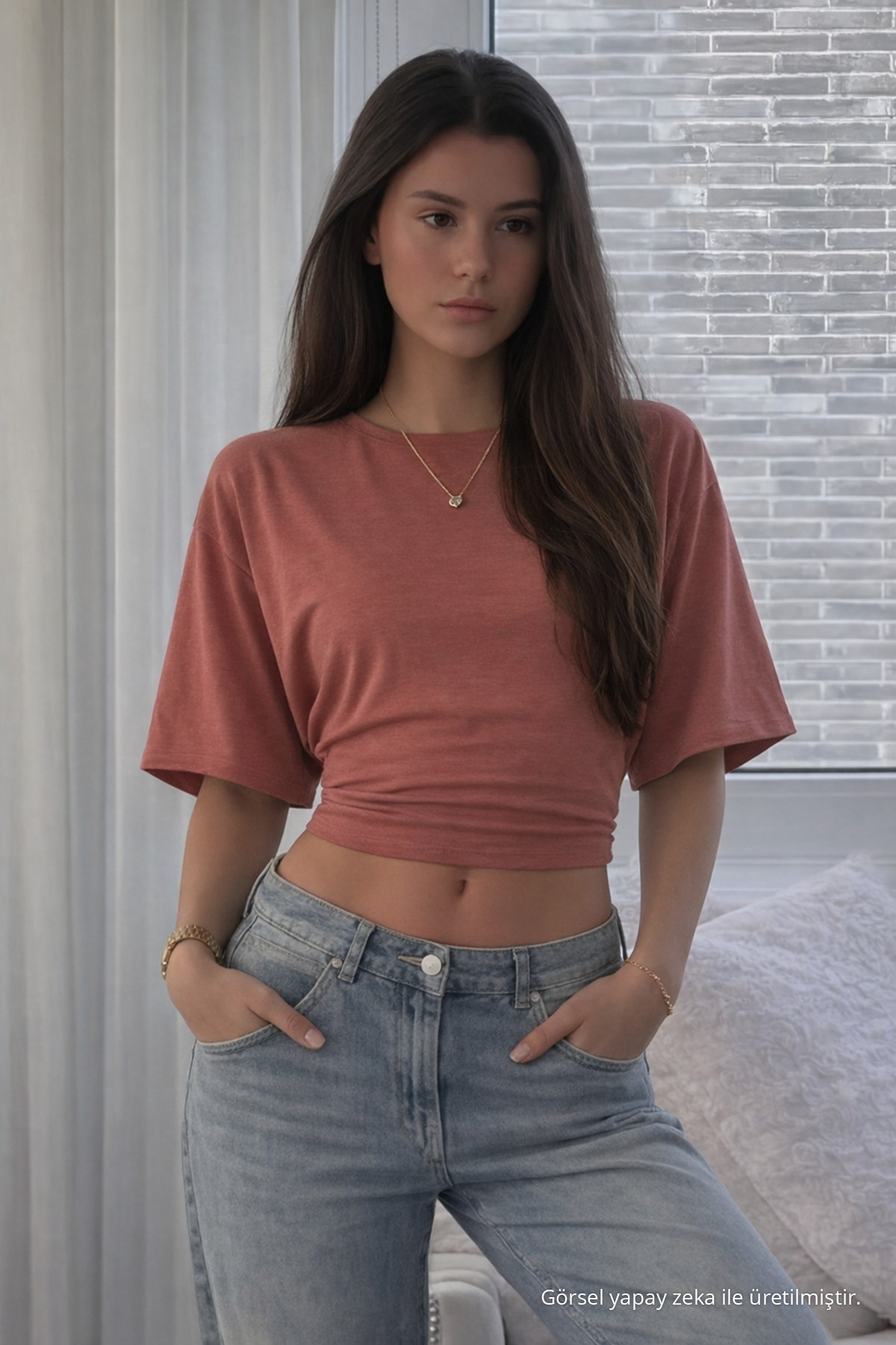 Kadın Yarasa Kollu Yazlık 5 Li Crop Bluz Bordo 8