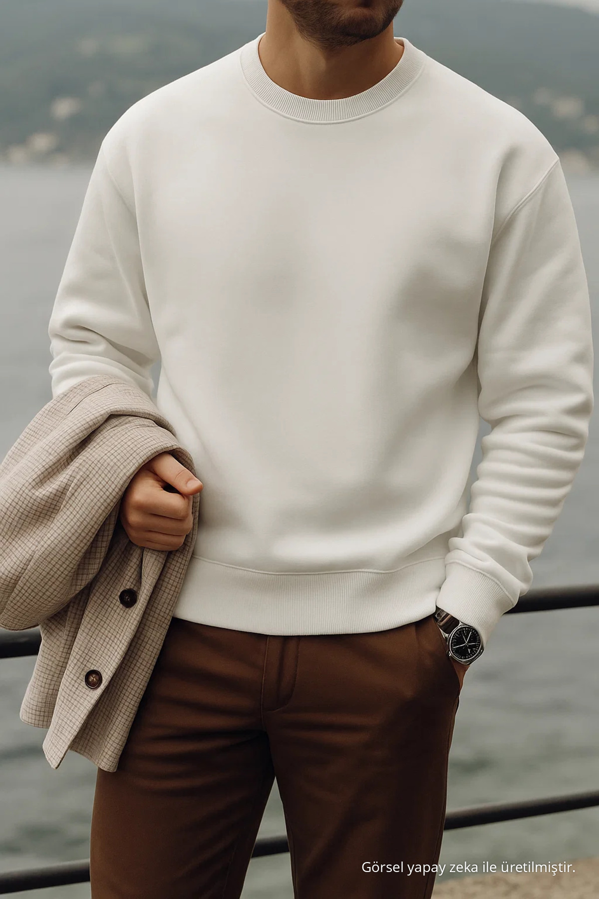 Erkek Basic Oversize Premium 5 Li Kazak Hardal 4