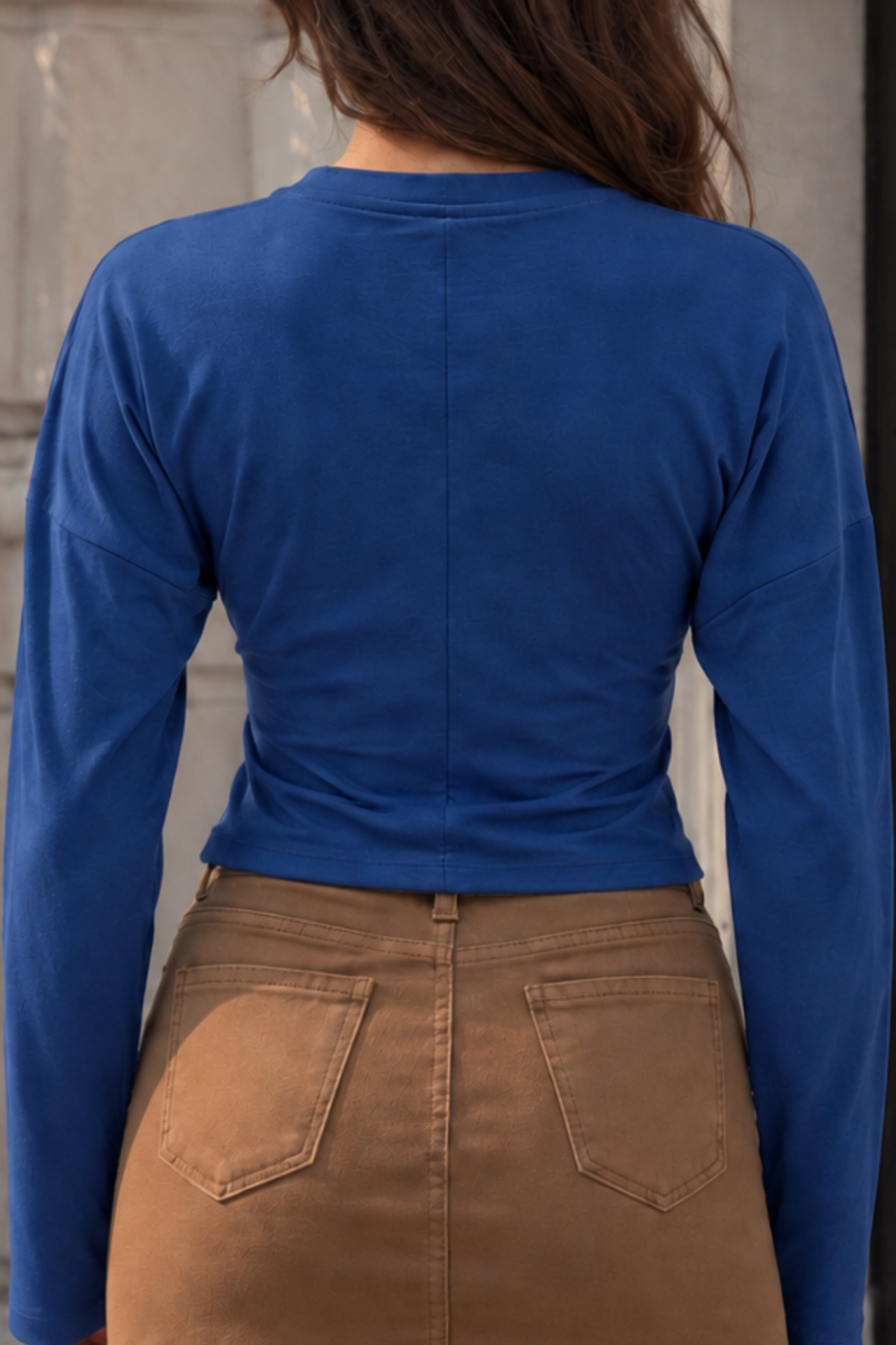 Mavi Slim Fit Uzun Kollu Crop Bluz 6
