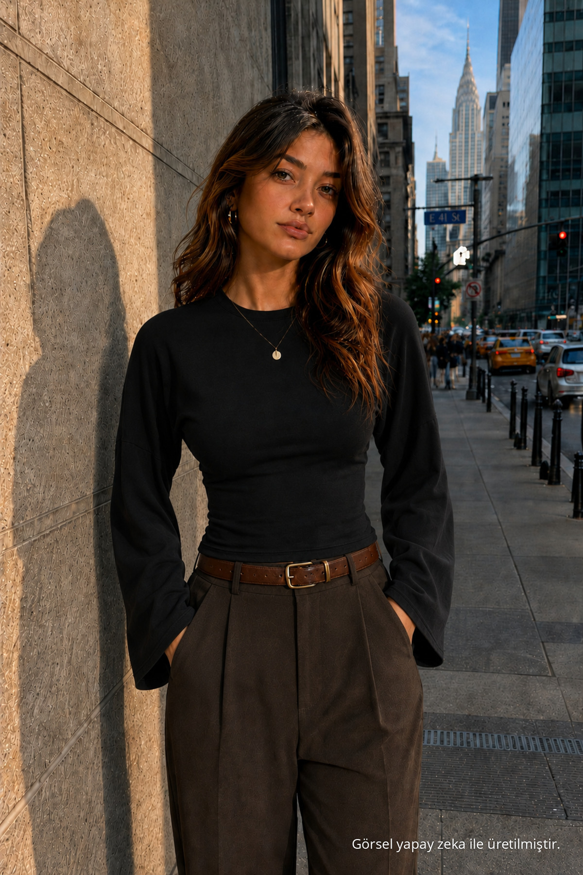 Kadın Kanat Kollu Fit Dokulu Siyah Bluz 4