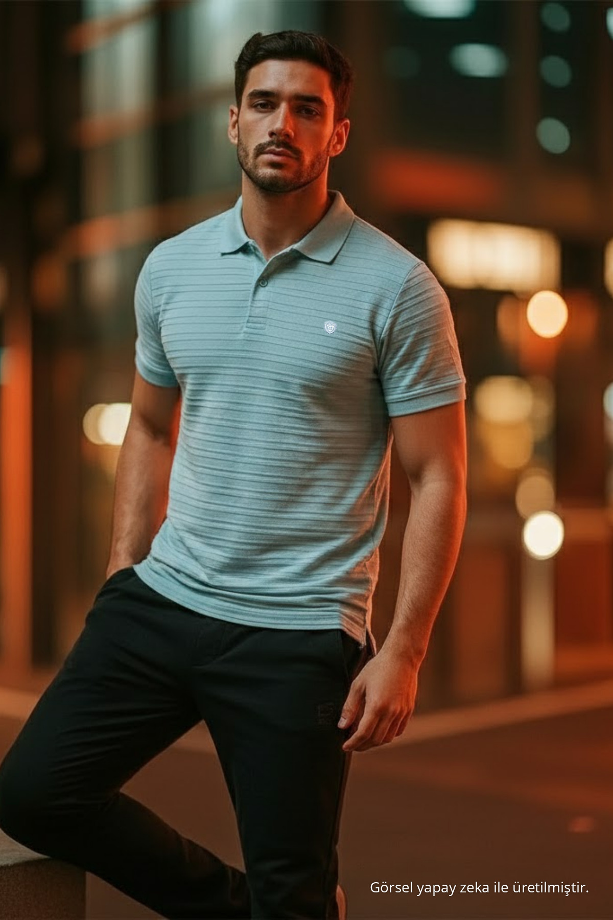 Erkek Kısa Kollu Mint Bol Polo Yaka Tişört 3