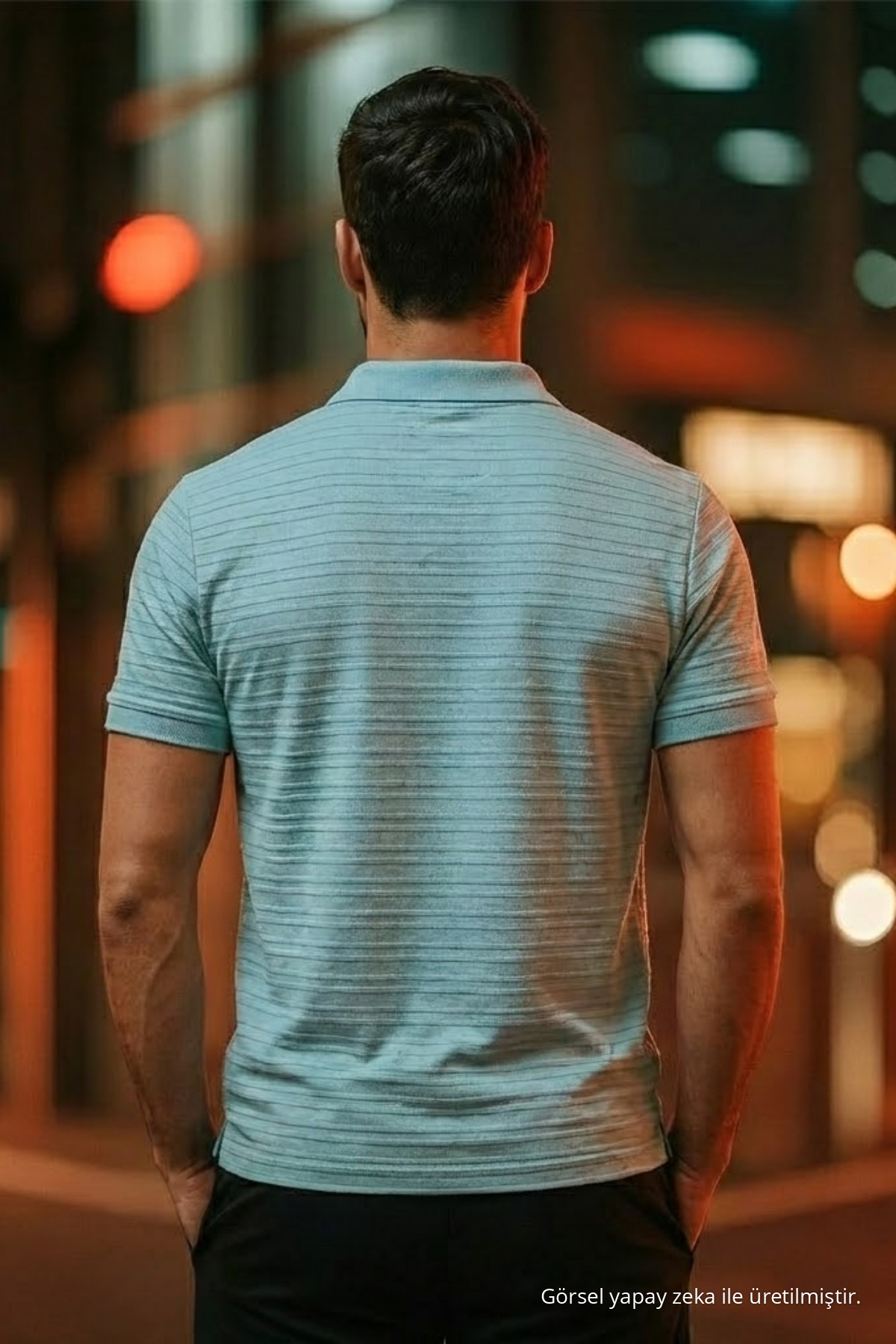 Erkek Kısa Kollu Mint Bol Polo Yaka Tişört 5