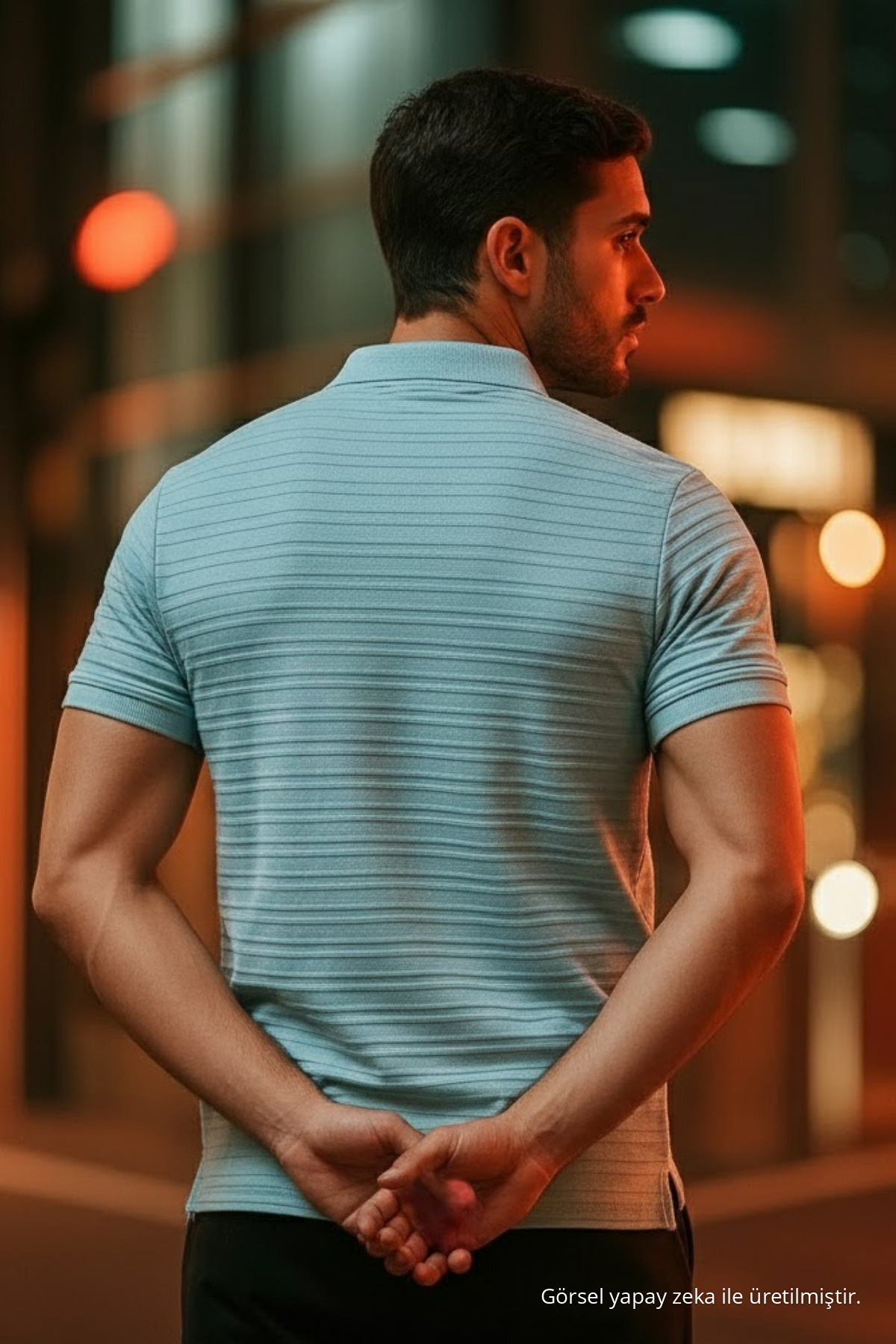 Erkek Kısa Kollu Mint Bol Polo Yaka Tişört 6