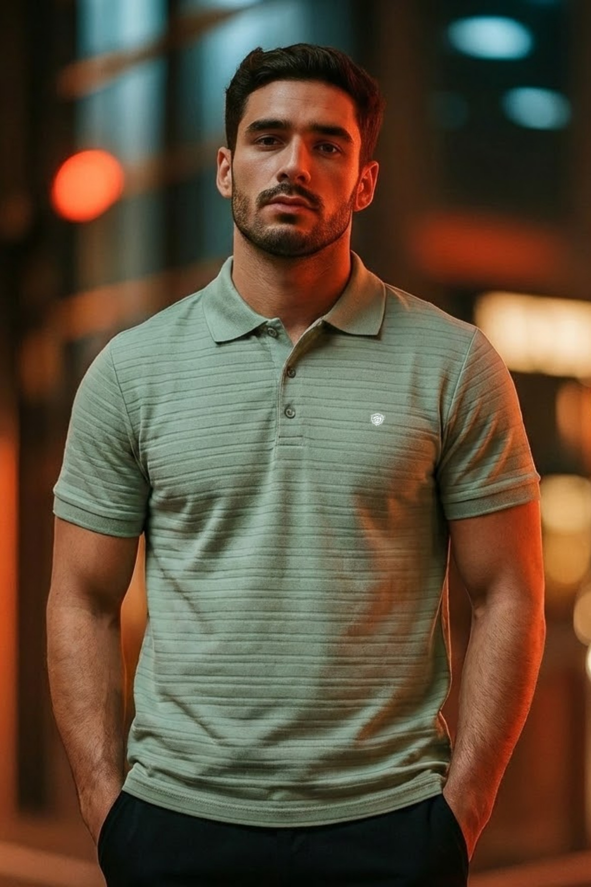Erkek Kısa Kollu Çağla Bol Polo Yaka Tişört