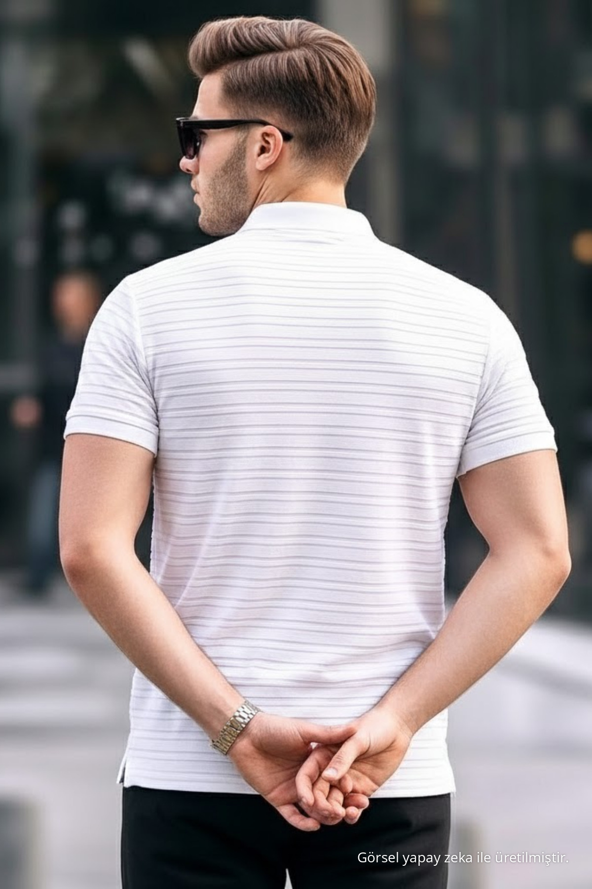 Erkek Basic Beyaz Comfort Polo Yaka Tişört 6