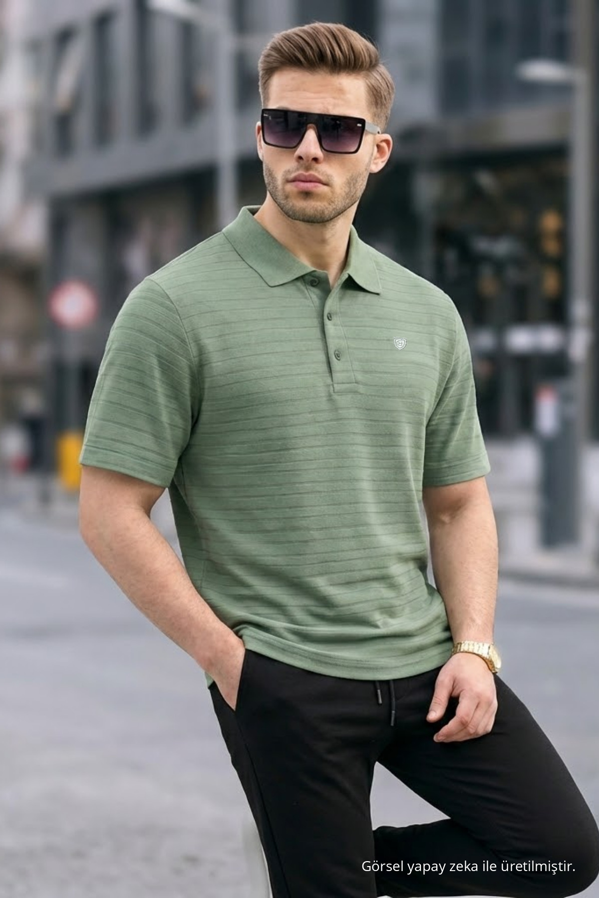 Erkek Basic Çağla Comfort Polo Yaka Tişört 3