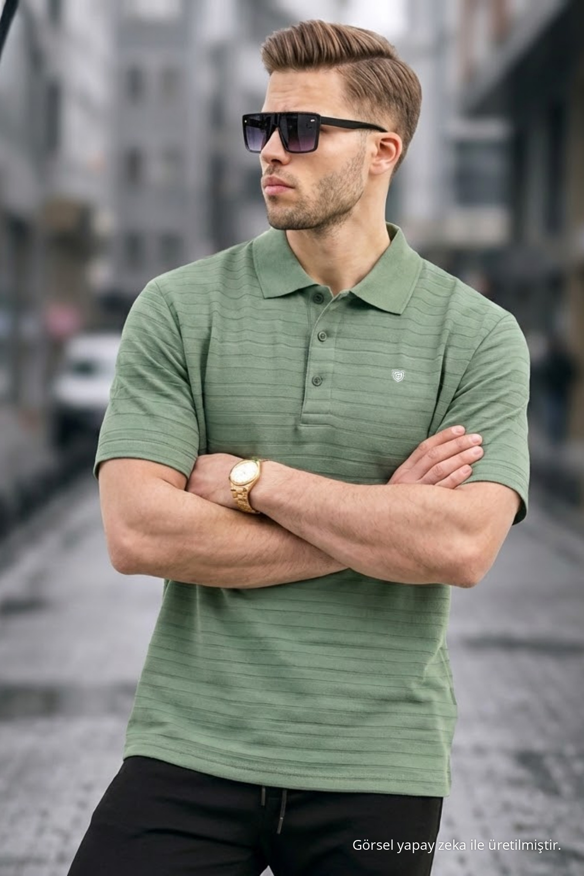 Erkek Basic Çağla Comfort Polo Yaka Tişört 4