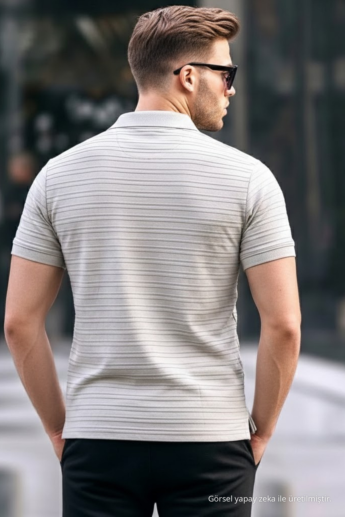 Erkek Basic Gri Comfort Polo Yaka Tişört 5