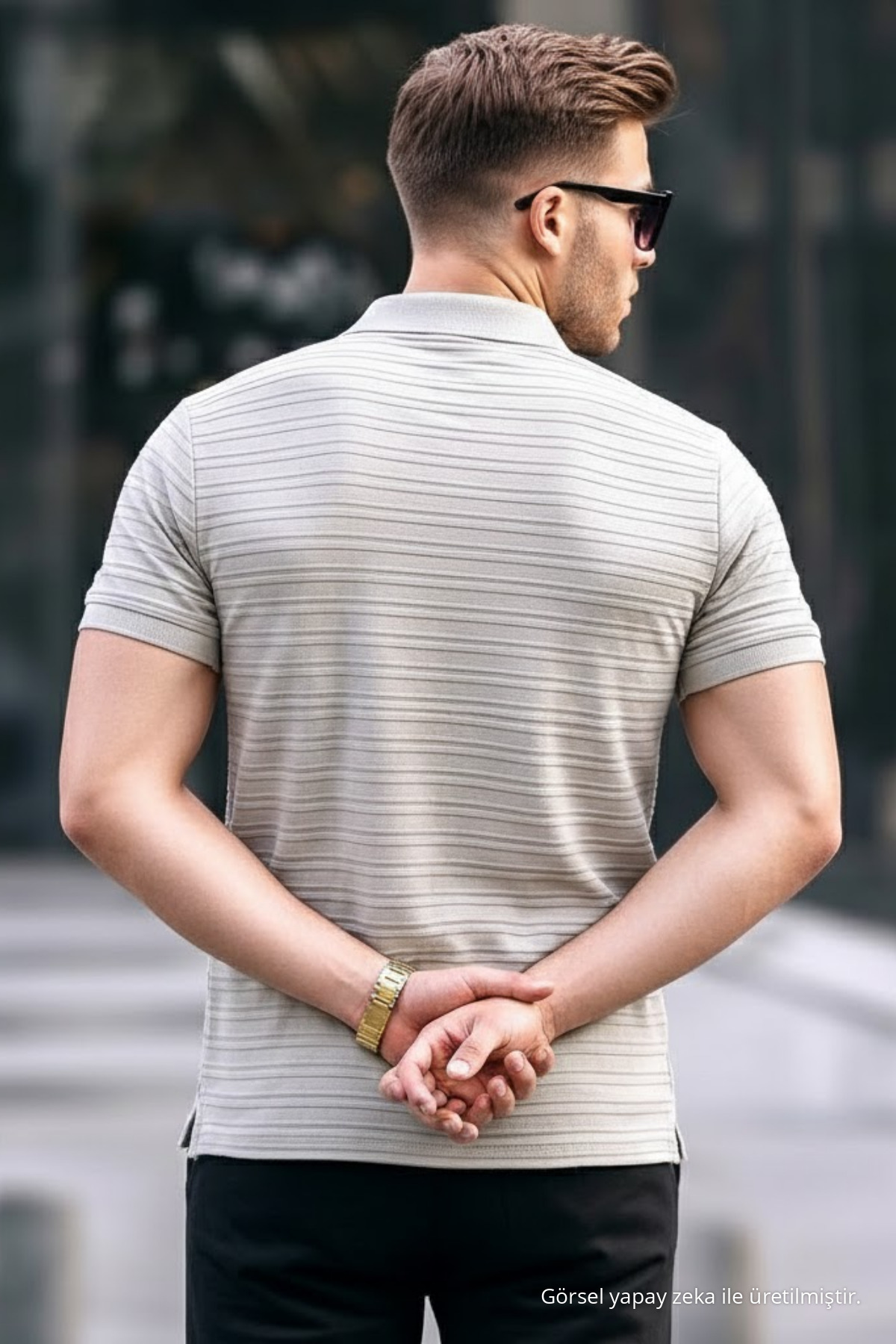 Erkek Basic Gri Comfort Polo Yaka Tişört 6