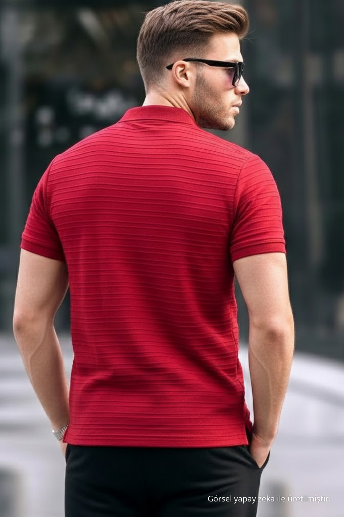 Erkek Basic Kırmızı Comfort Polo Yaka Tişört 5