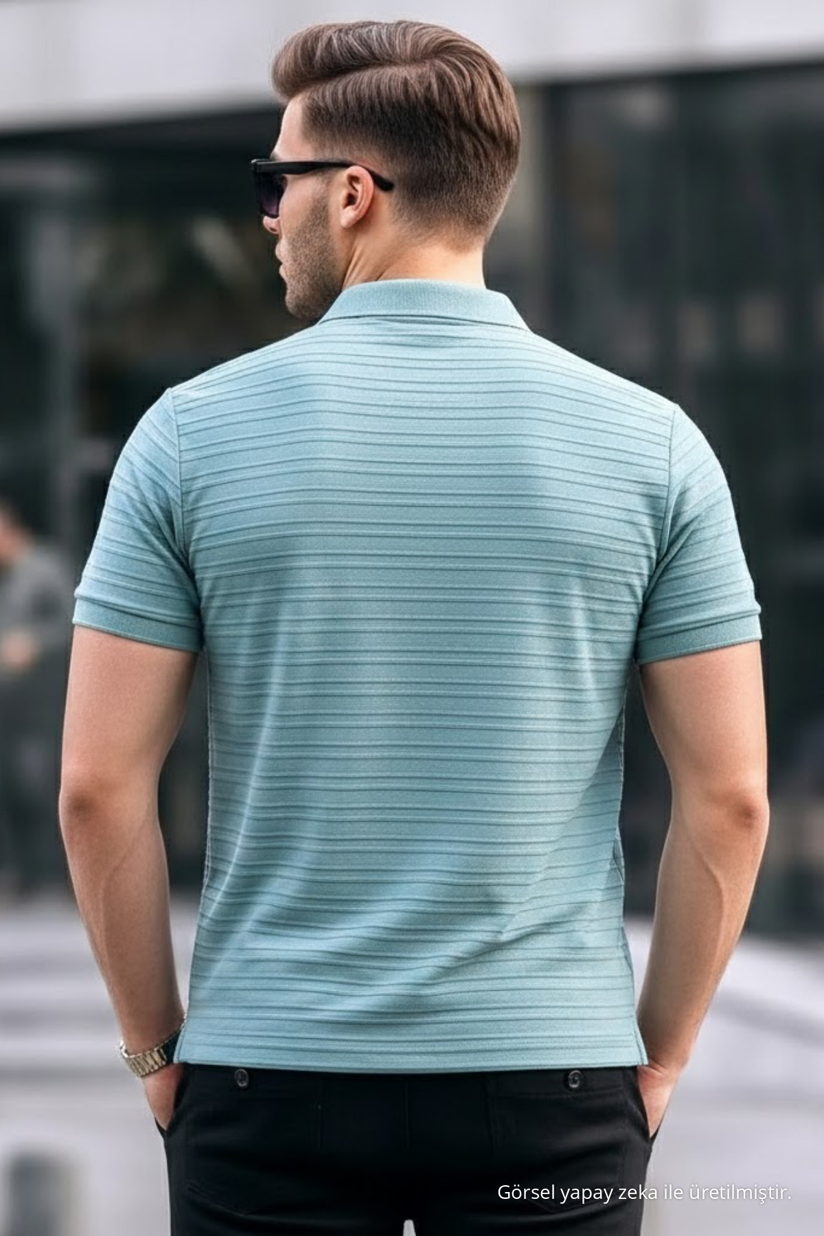 Erkek Basic Mint Comfort Polo Yaka Tişört 5