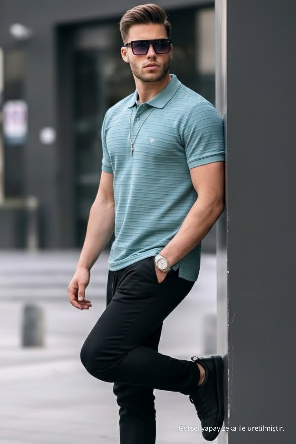 Erkek Basic Mint Comfort Polo Yaka Tişört 4