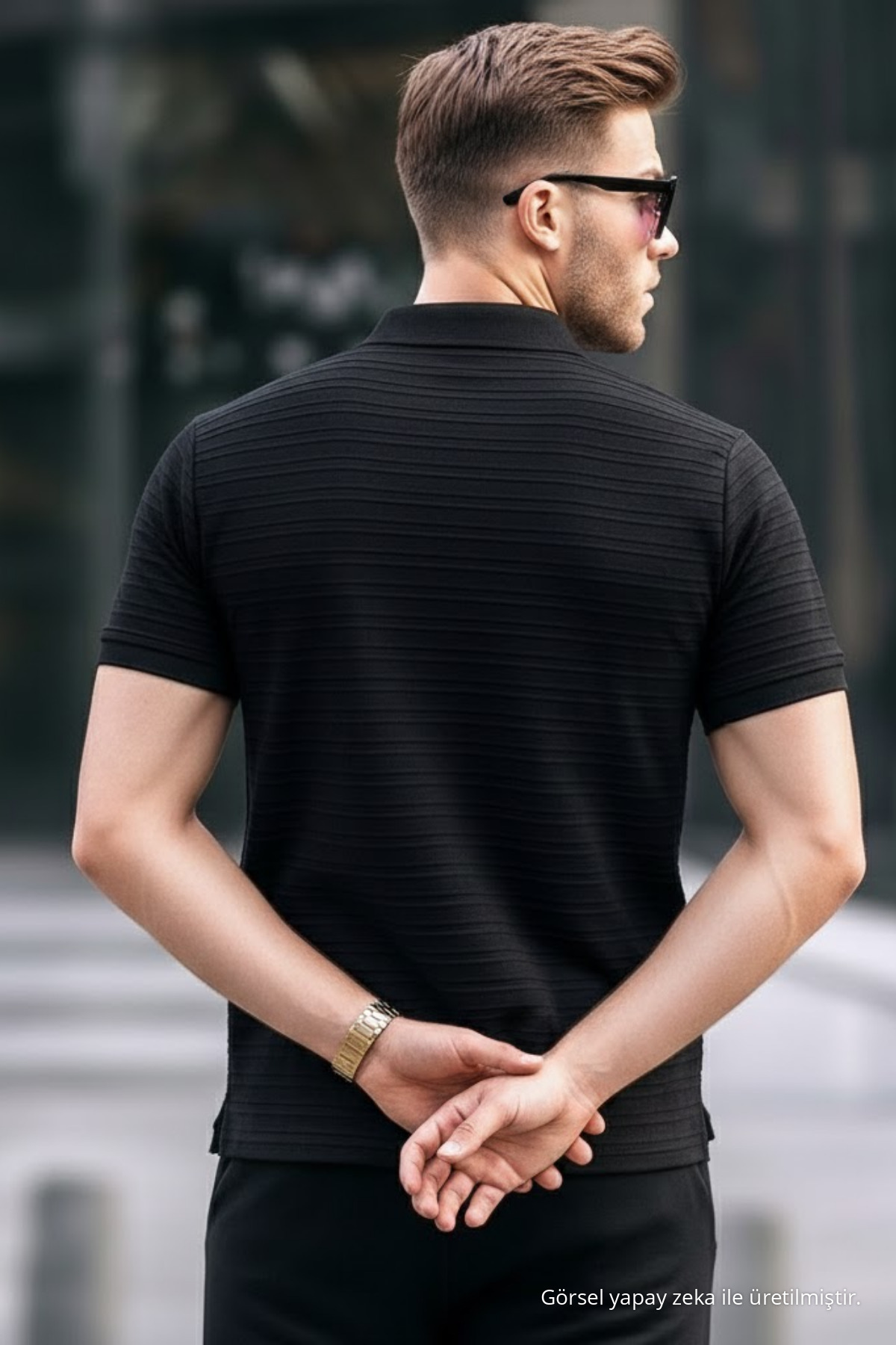 Erkek Basic Siyah Comfort Polo Yaka Tişört 6