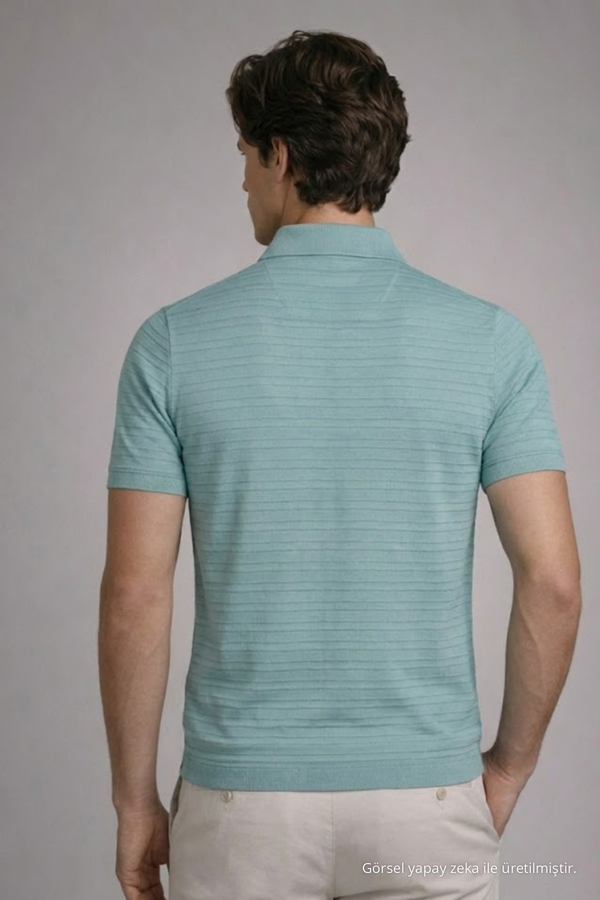 Erkek Çizgili Rahat Mint Polo Yaka Tişört 5