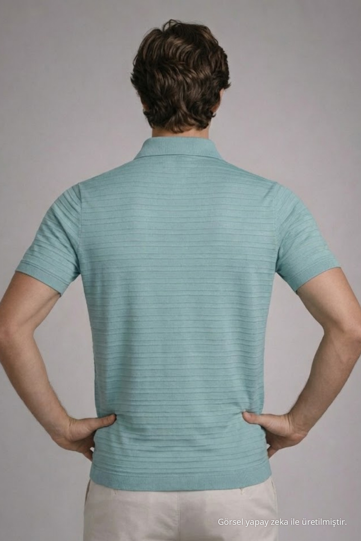 Erkek Çizgili Rahat Mint Polo Yaka Tişört 6