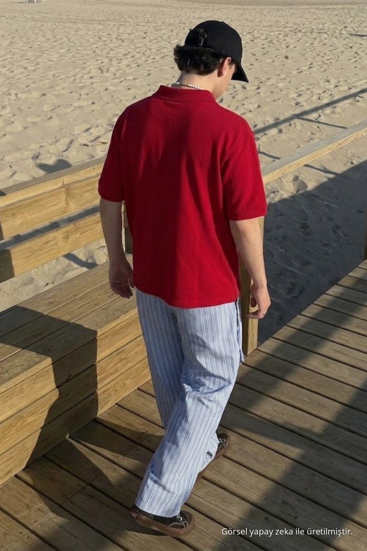 Erkek Casual Rahat Kırmızı Polo Yaka Tişört 5