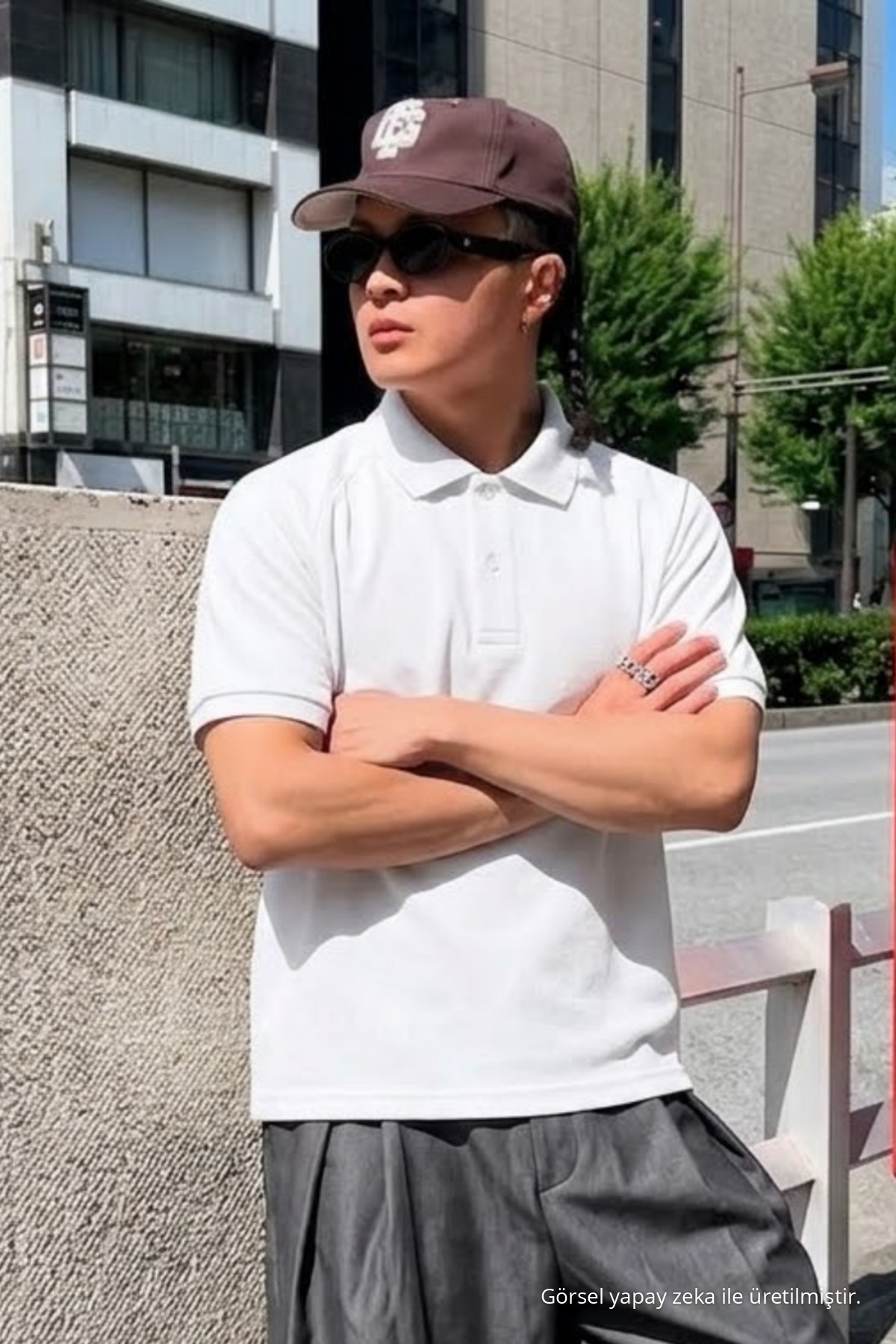 Erkek Straight Fit Beyaz Polo Yaka Tişört 5