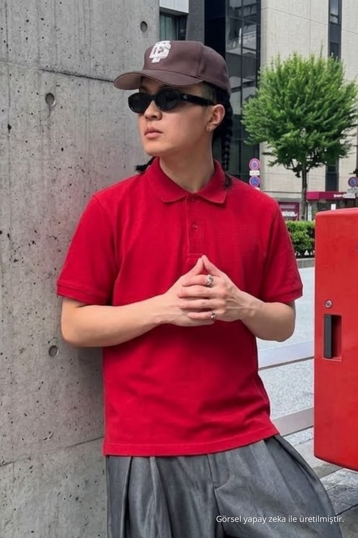 Erkek Straight Fit Kırmızı Polo Yaka Tişört 4