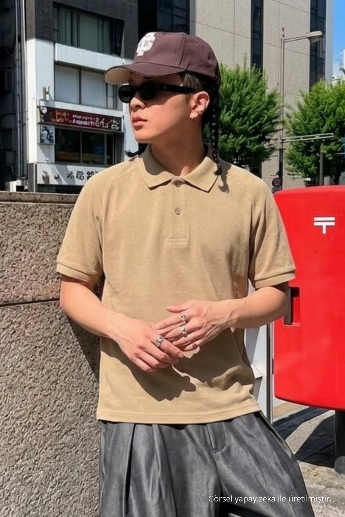 Erkek Straight Fit Krem Polo Yaka Tişört 5