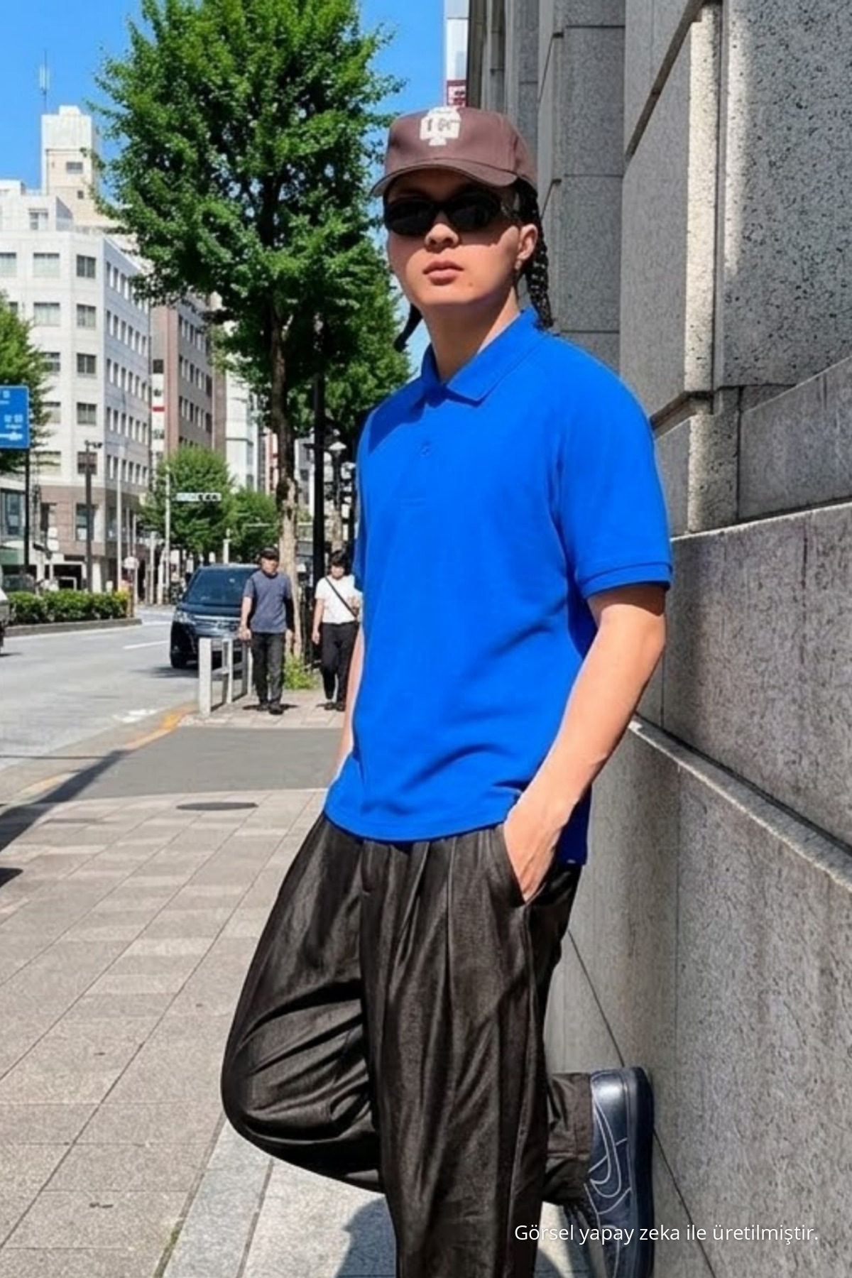 Erkek Straight Fit Mavi Polo Yaka Tişört 3