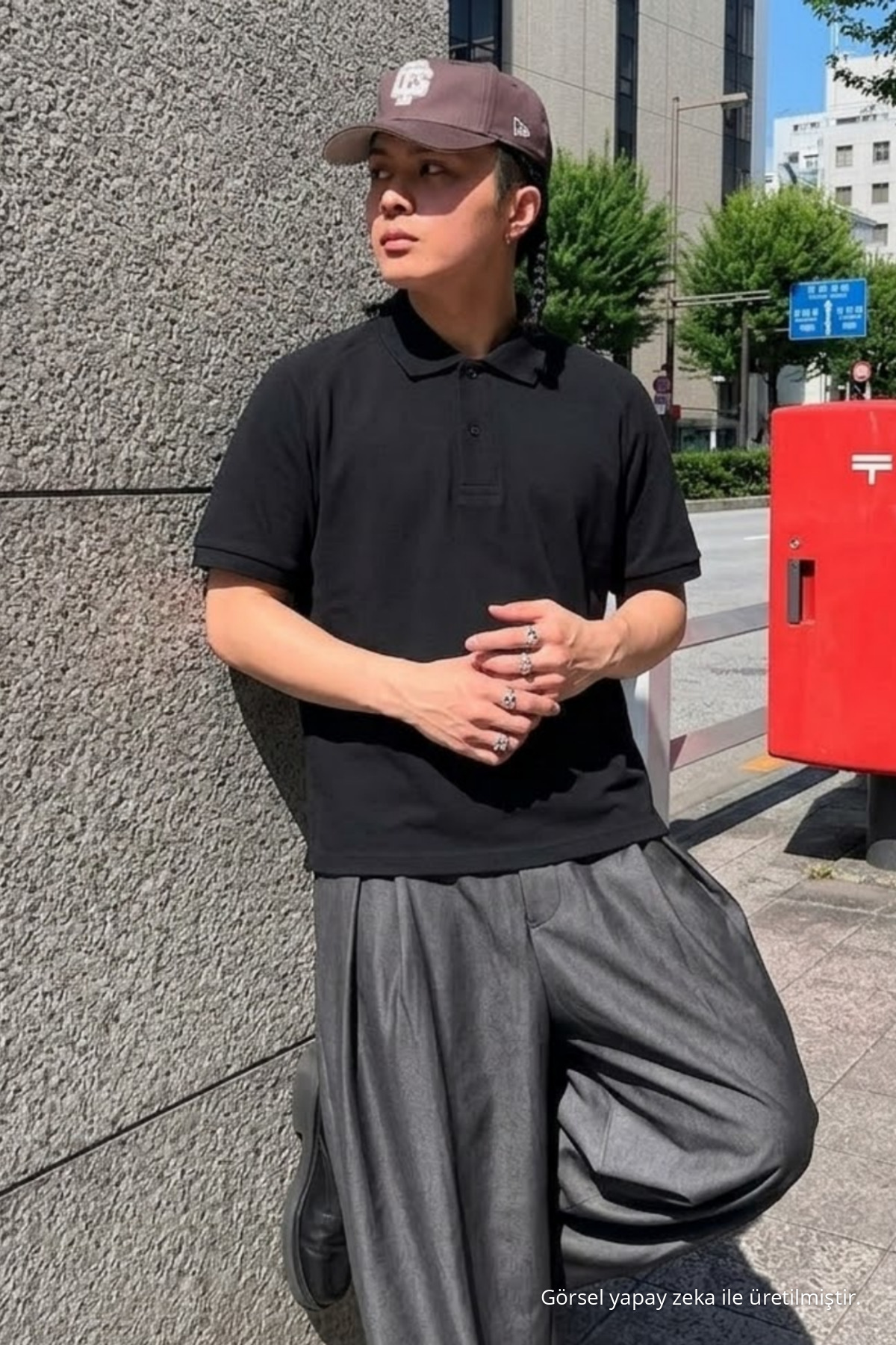 Erkek Straight Fit Siyah Polo Yaka Tişört 4
