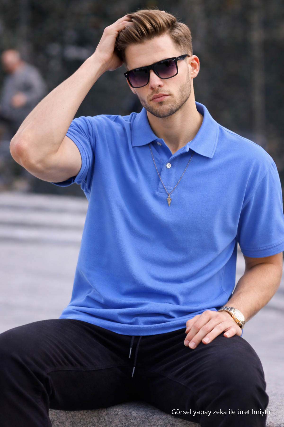 Erkek Basic Relax Açık Polo Yaka Tişört 5