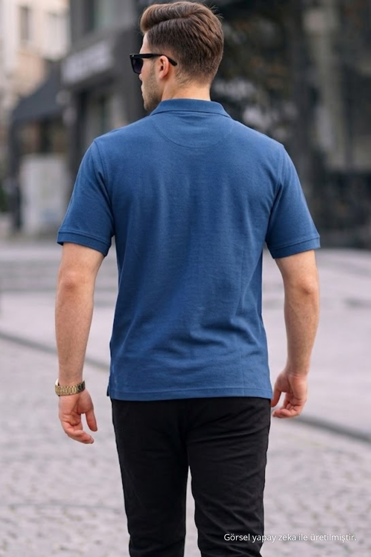 Erkek Basic Relax İndigo Polo Yaka Tişört 6
