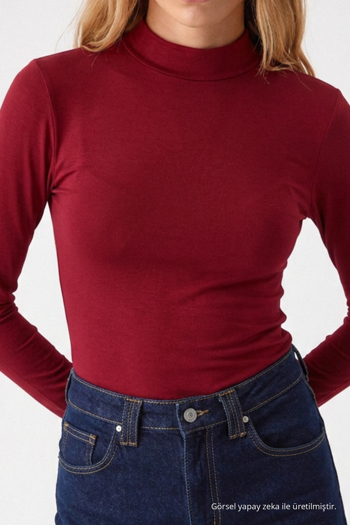 Kadın Dar Kalıp Reglan Kol Bordo Örme Bluz 5